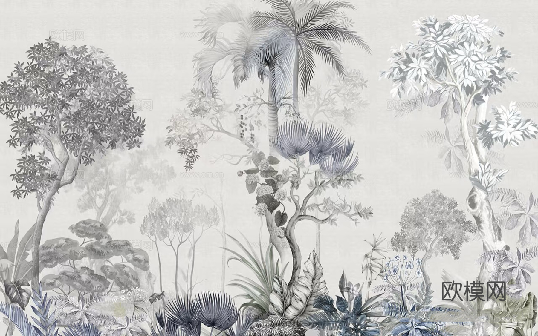 热带森林植物壁画