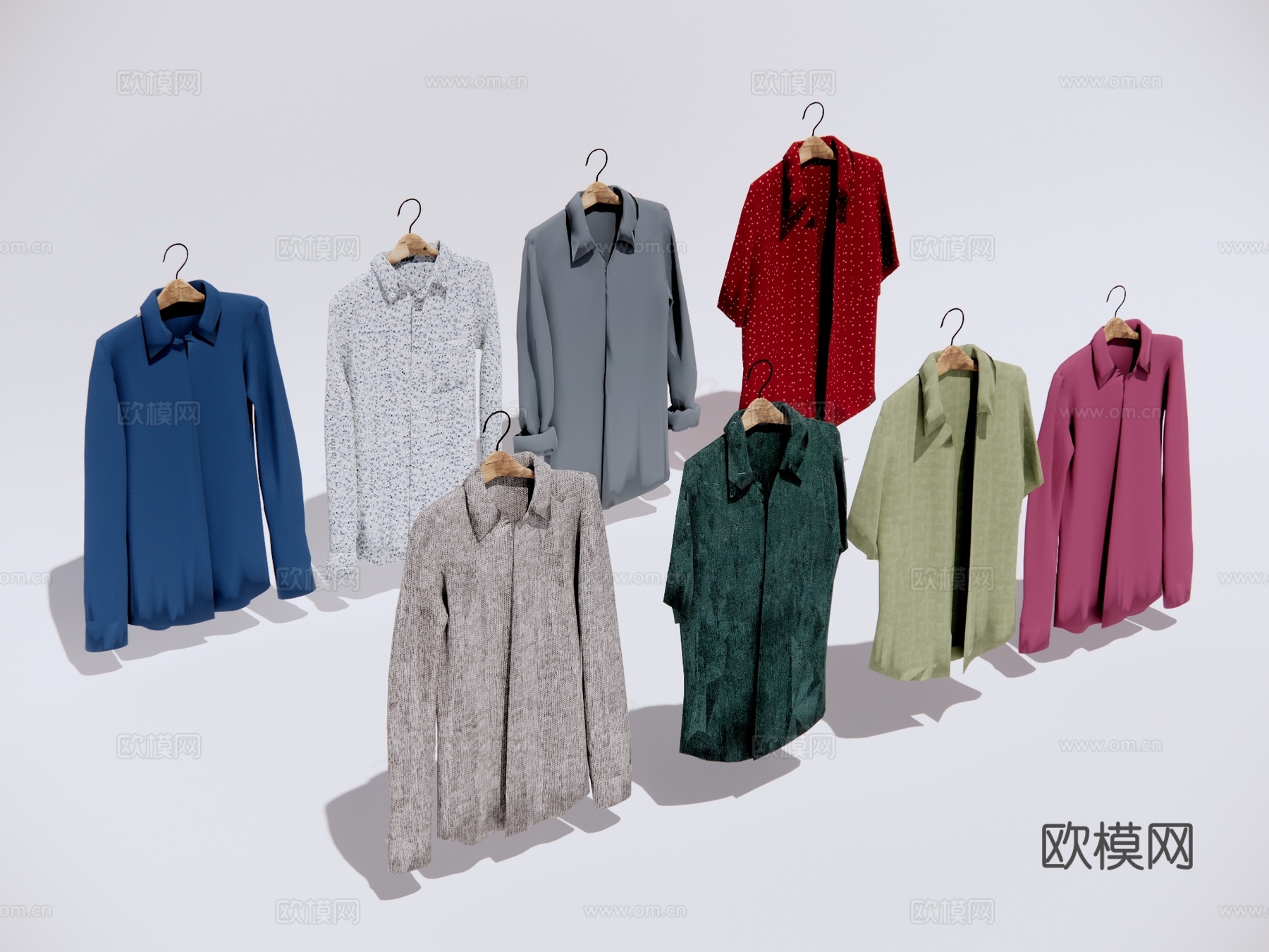 男士衬衫 短袖长袖衣服su模型