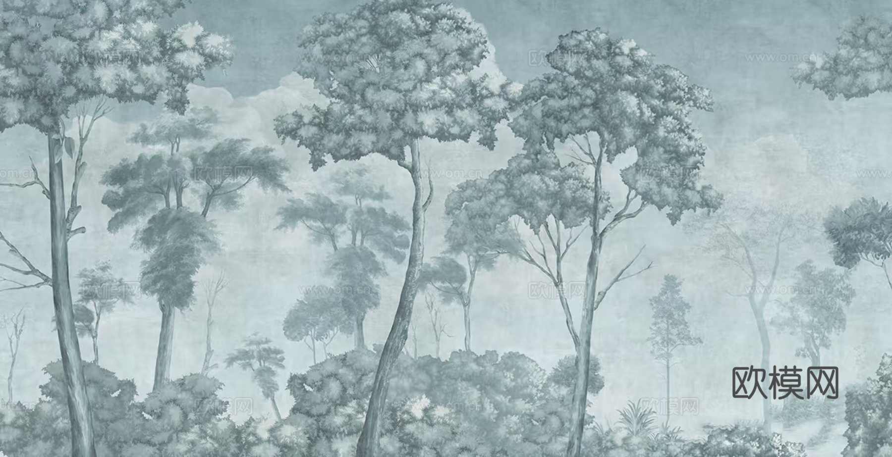热带森林植物壁画