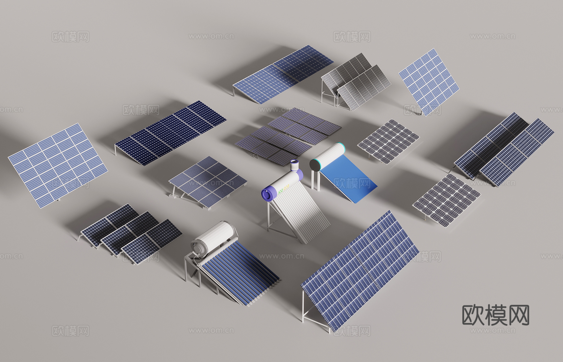 现代太阳能板3d模型