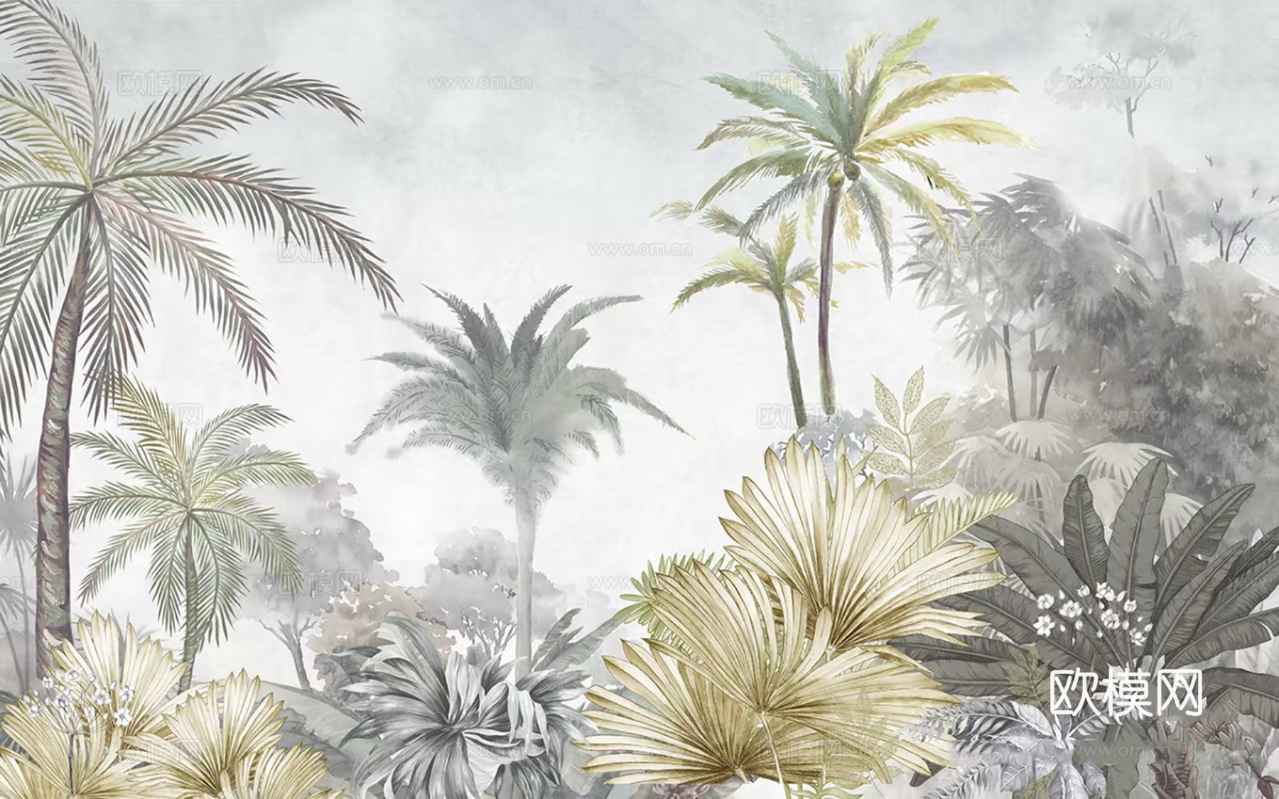 热带森林植物壁画