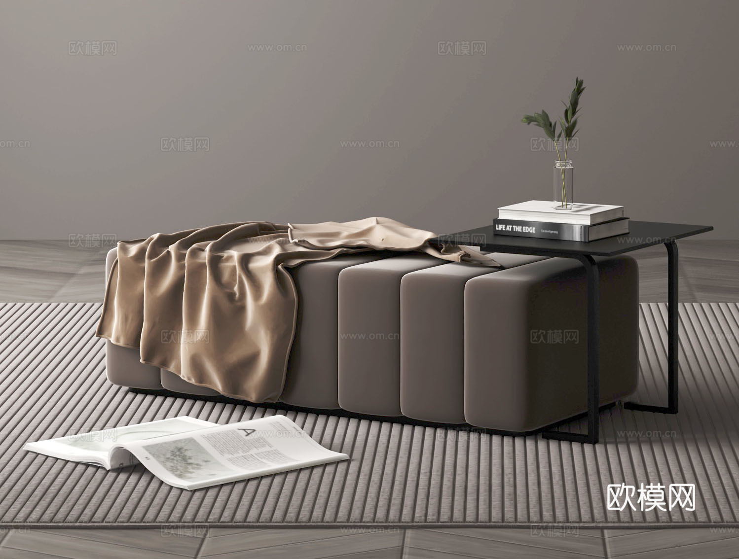 床尾凳沙发长凳3d模型