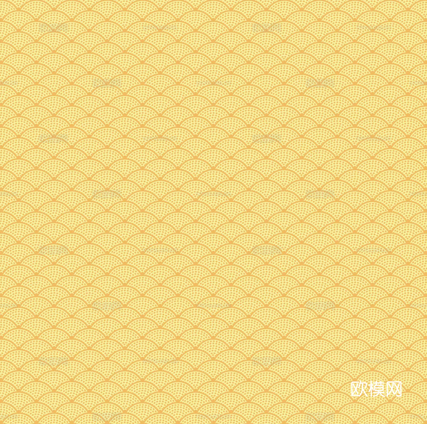 无缝中式黄色鱼鳞纹理墙纸