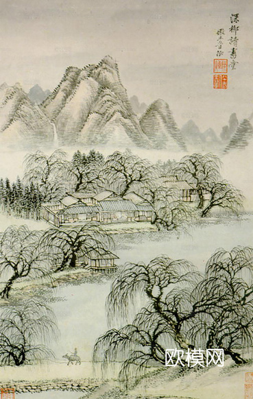 中式装饰画挂画书法字画下载(渲染图2)
