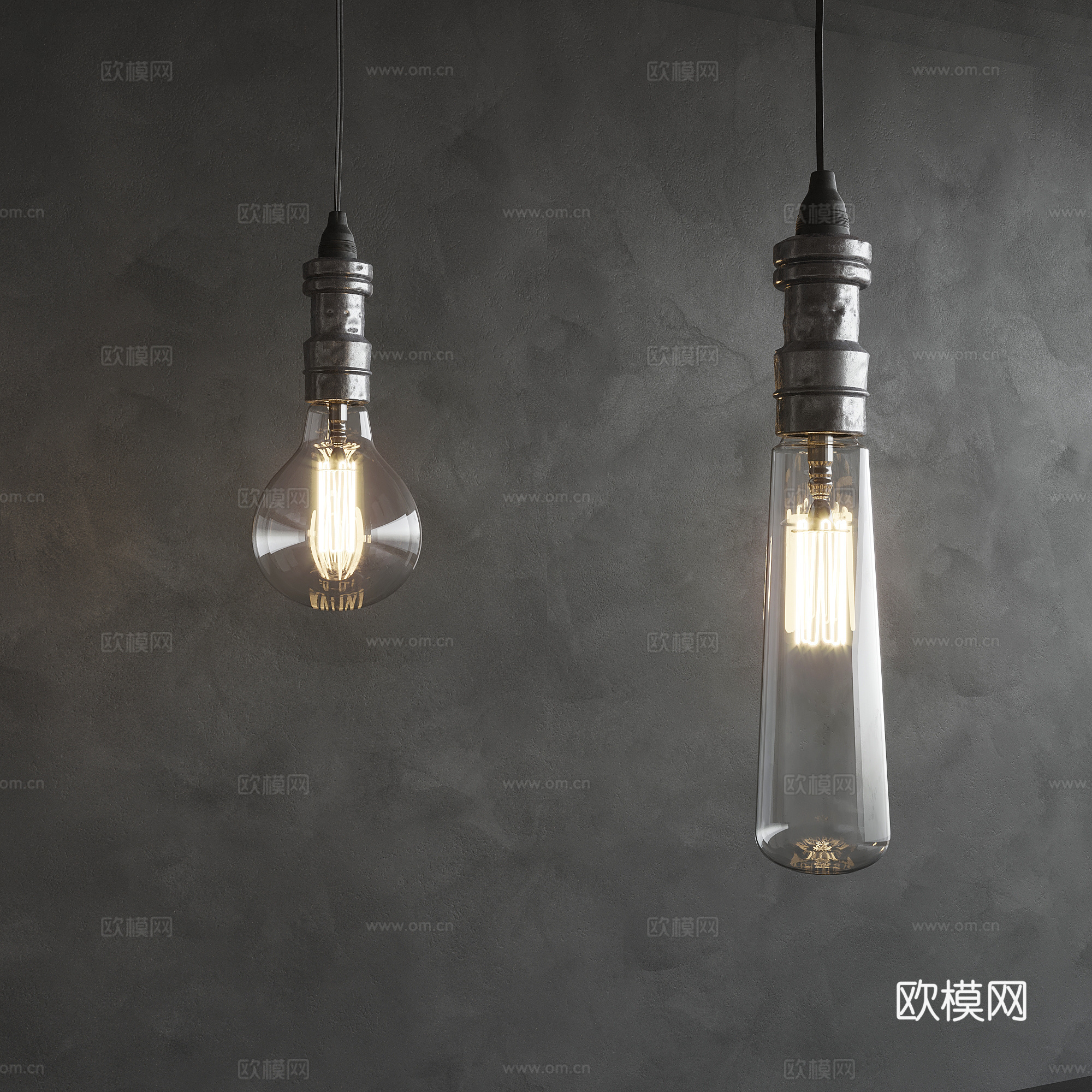 现代吊灯 小吊灯 灯泡3d模型