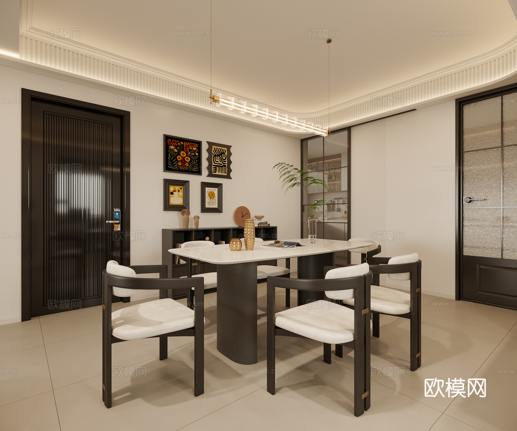 现代餐厅 餐桌椅3d模型