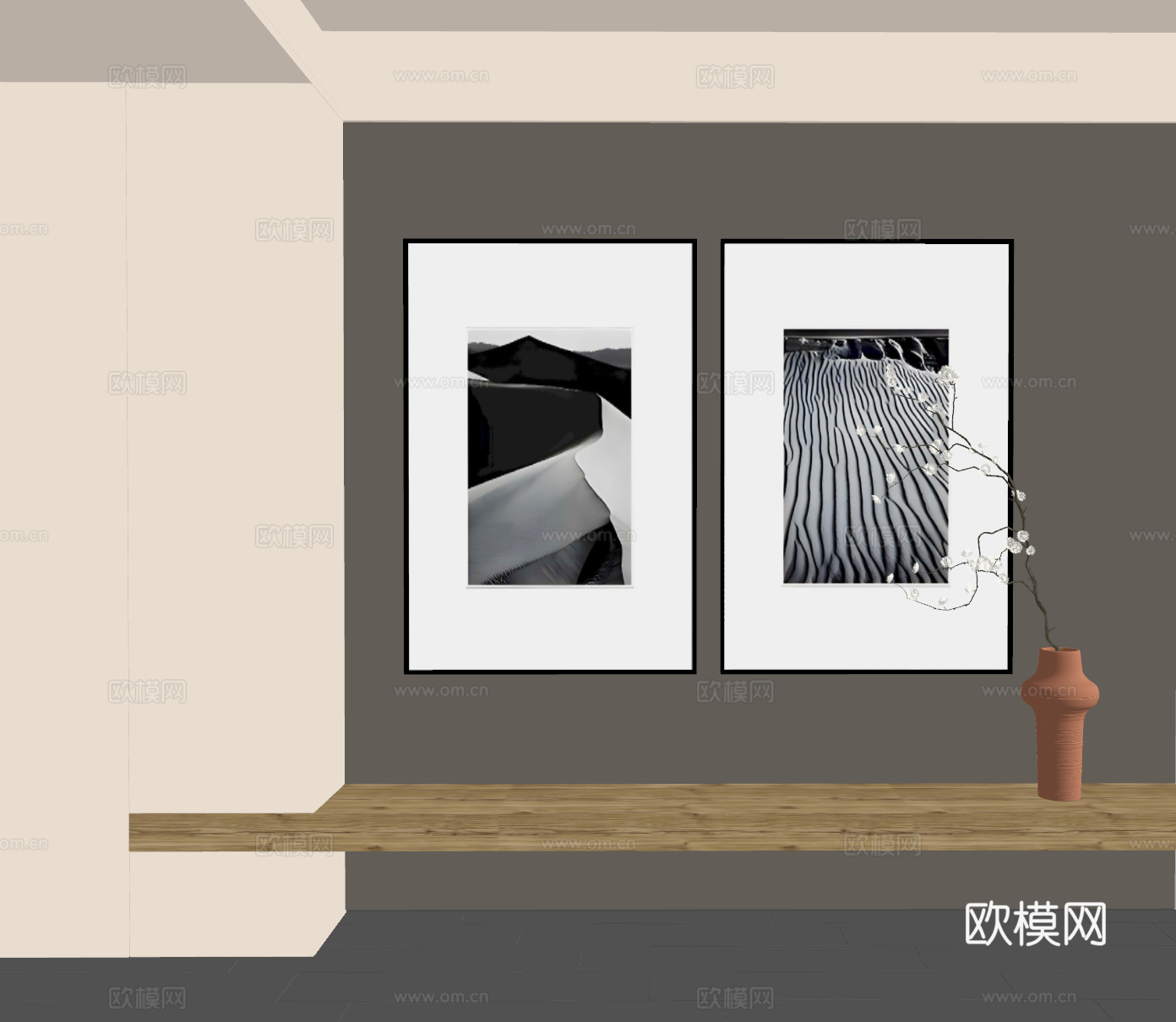 现代挂画  现代抽象挂画   现代组合画    现代意式挂画su模型