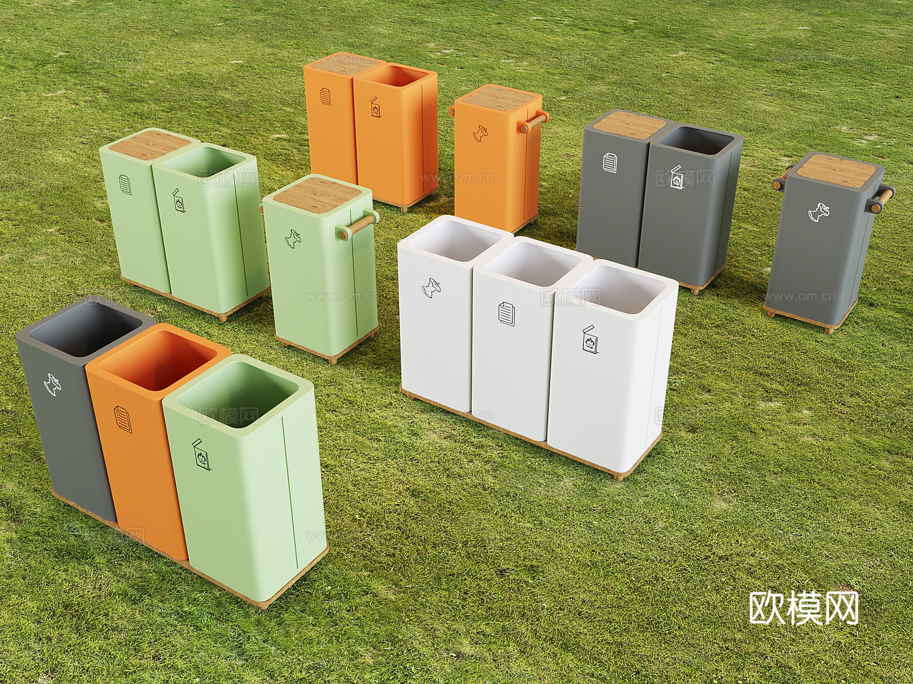 户外垃圾桶垃圾箱 分类垃圾桶su模型下载（渲染图1）