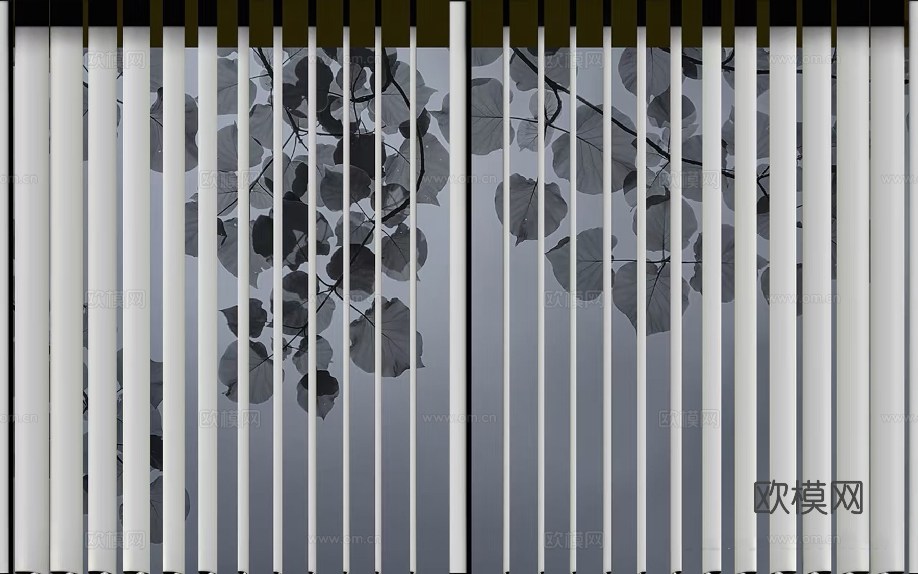 轻奢蓝色抽象格栅艺术壁画