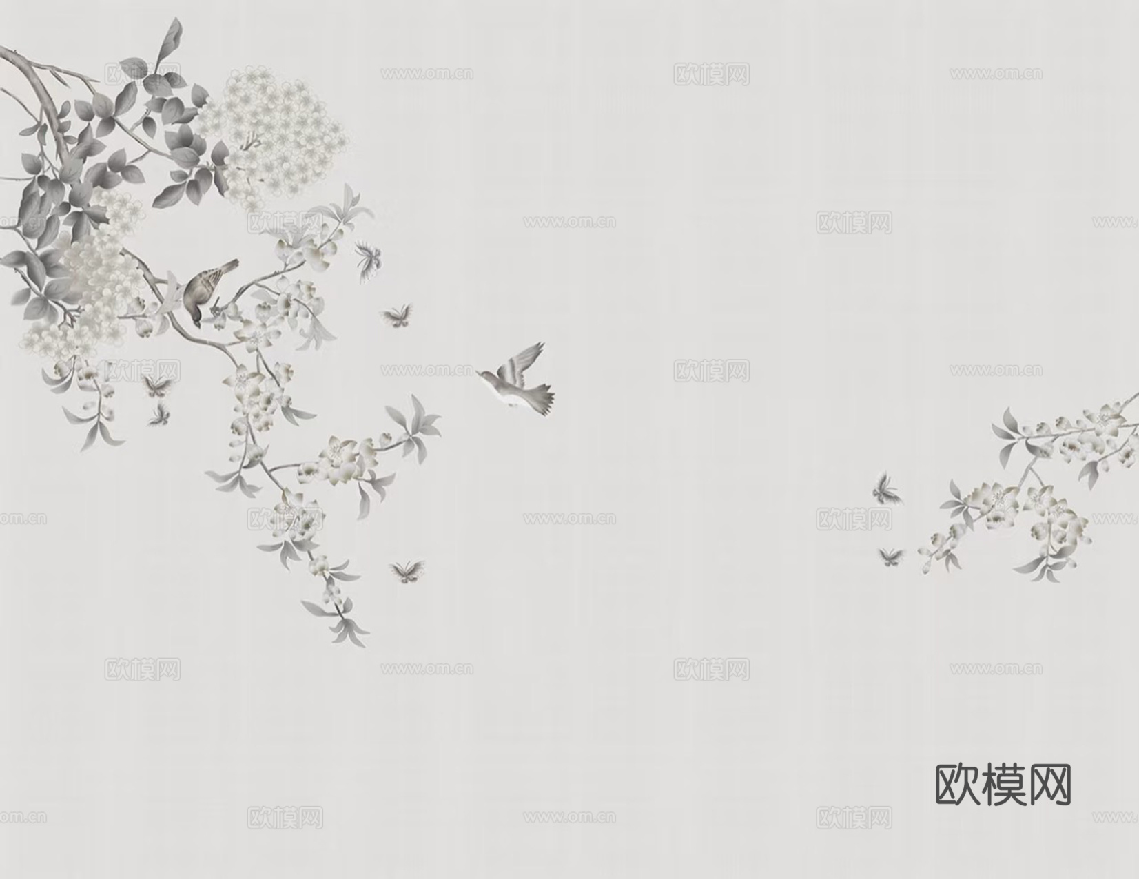 新中式花鸟壁画