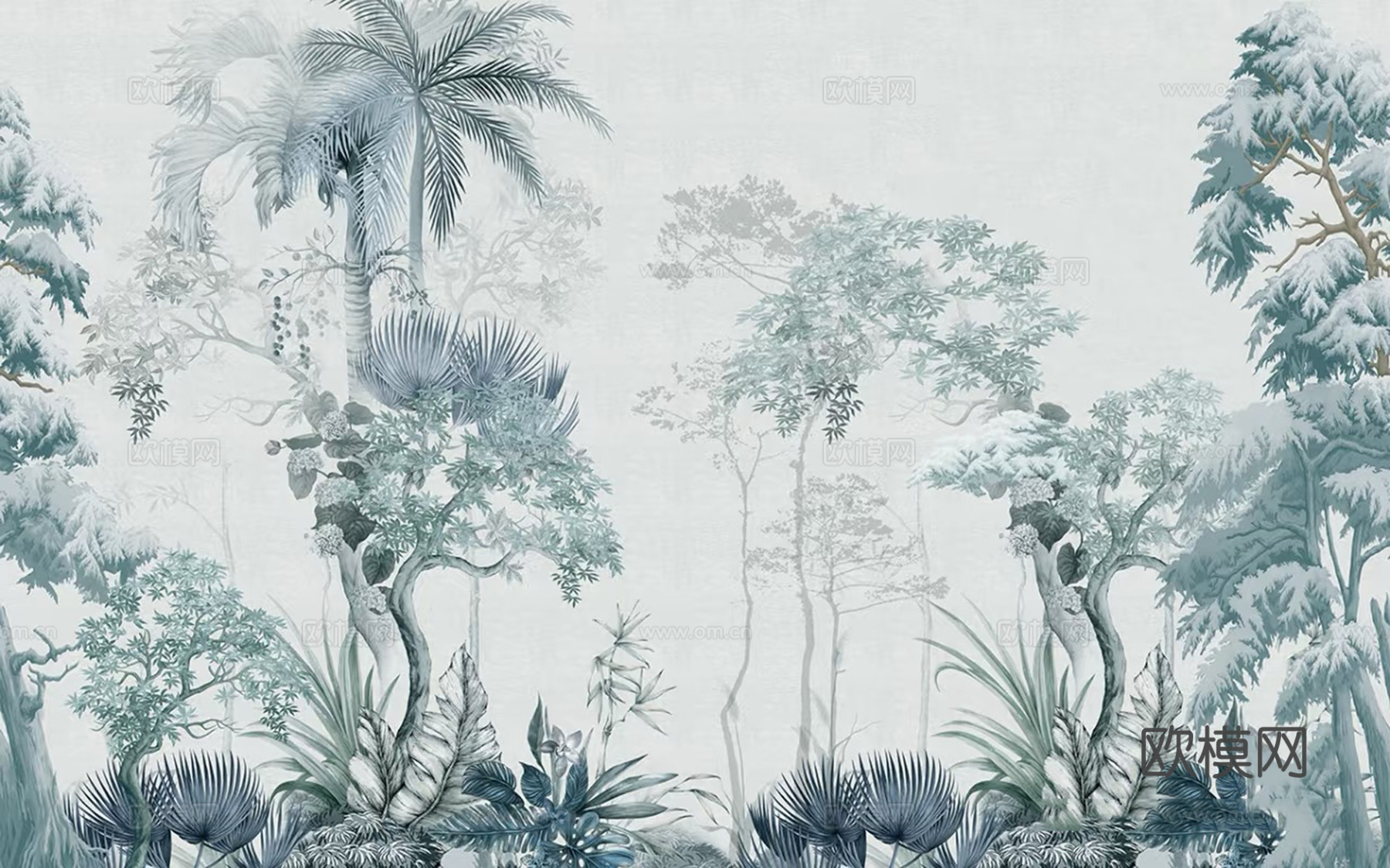 热带森林植物壁画