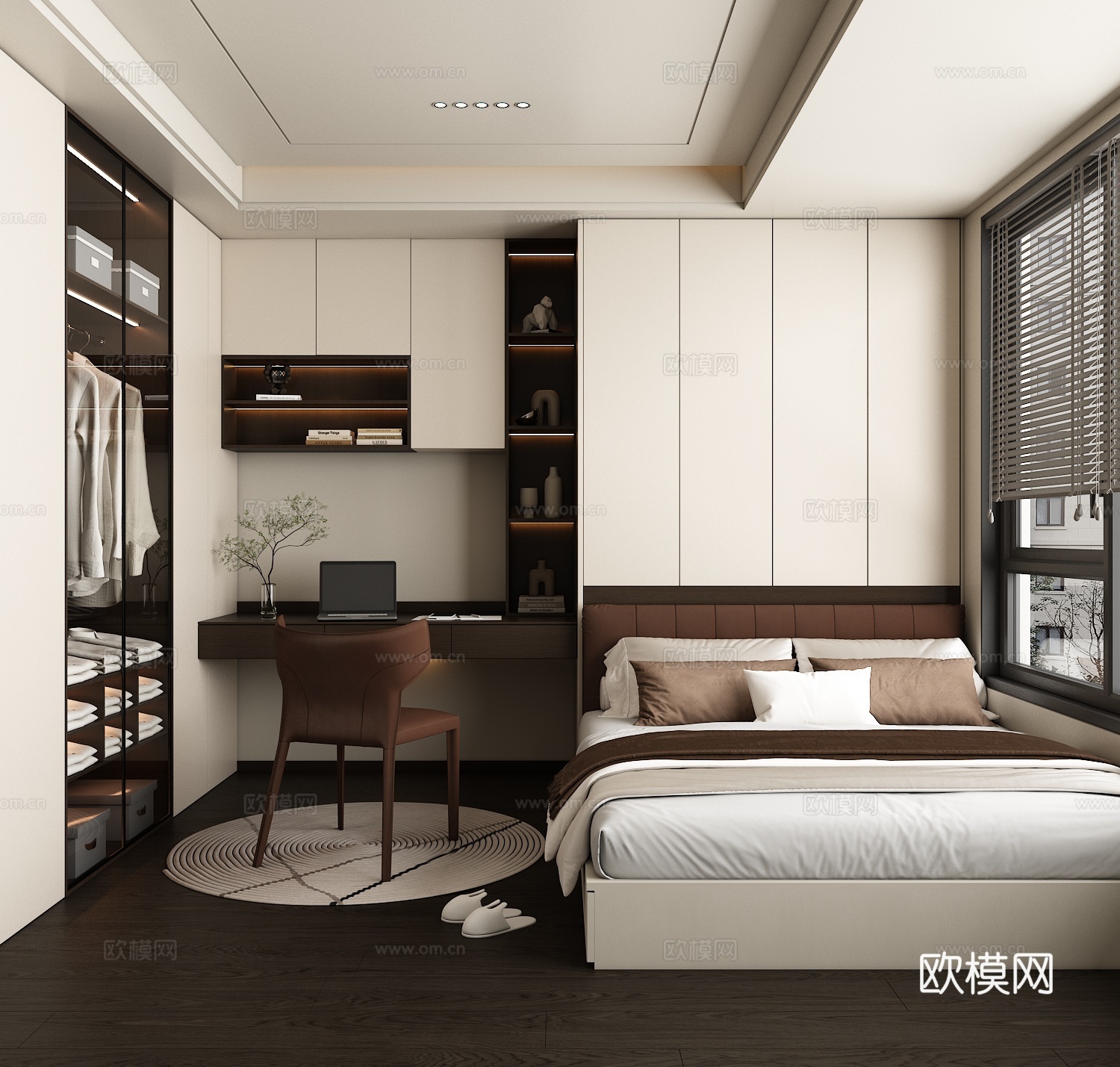 现代榻榻米卧室3d模型下载