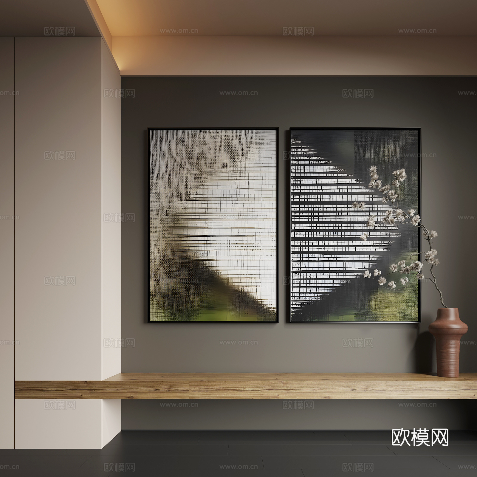 现代挂画  现代抽象挂画   现代组合画   现代极简挂画3d模型