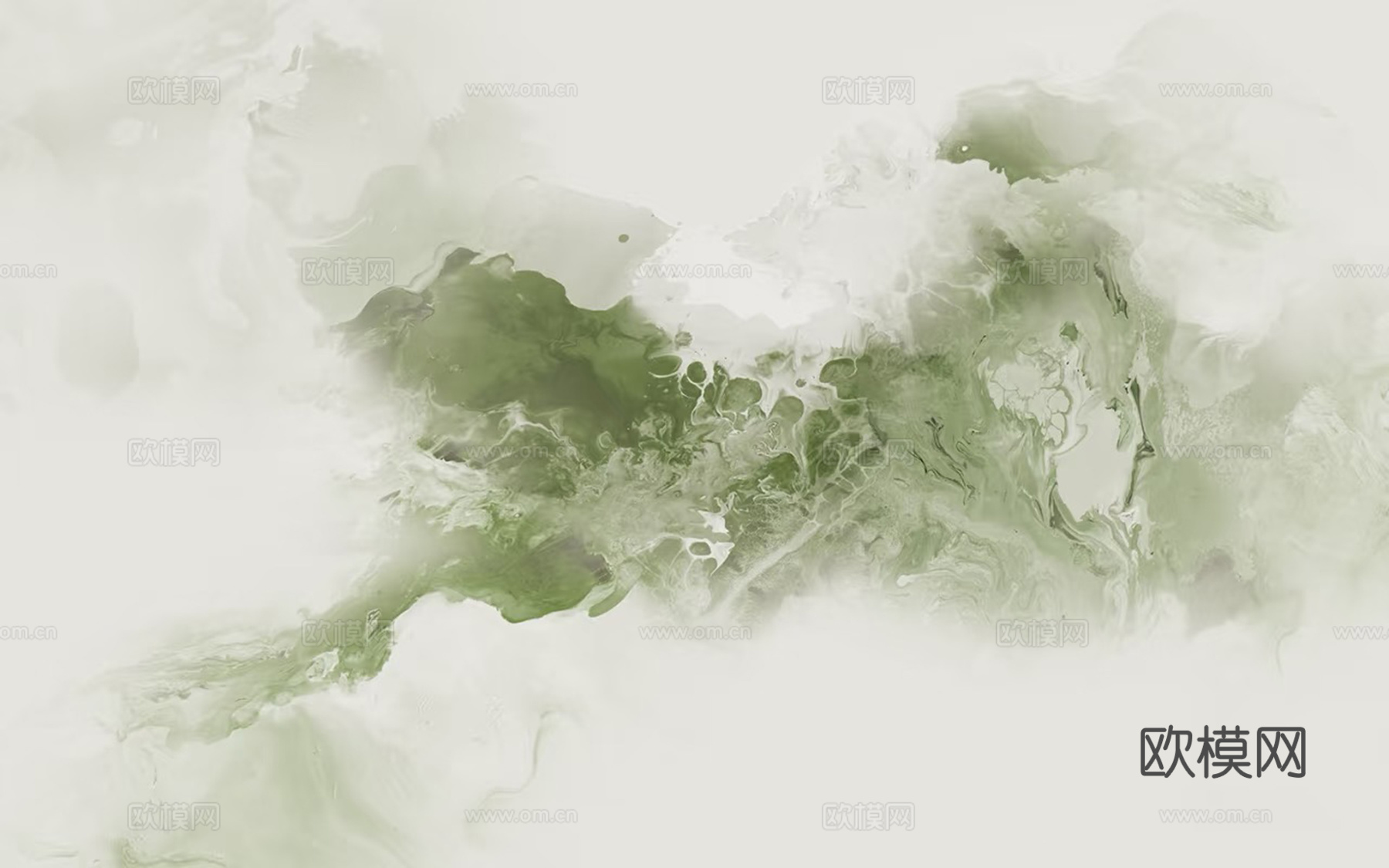 轻奢绿色泼墨壁画