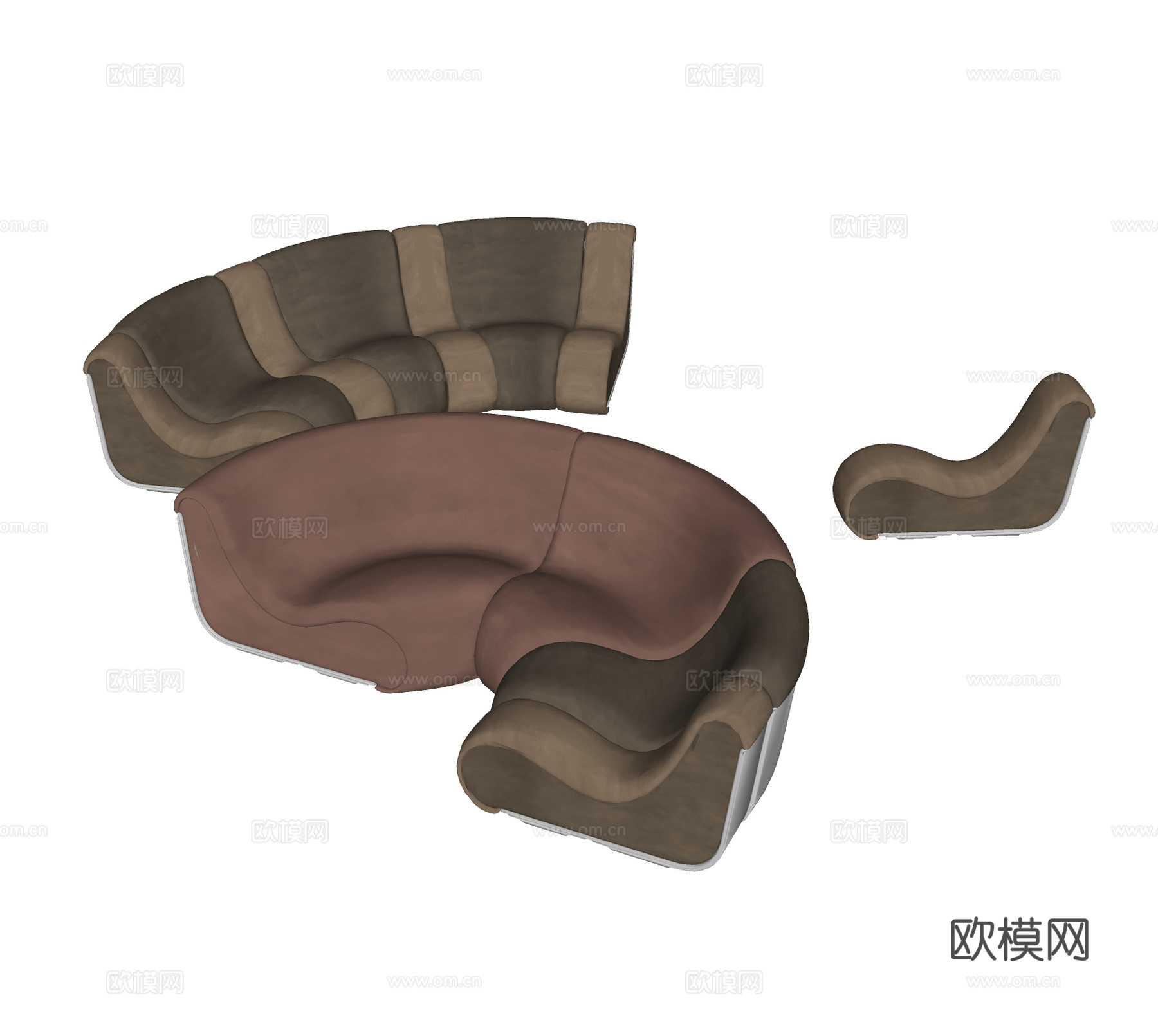 现代轻奢弧形多人沙发su模型