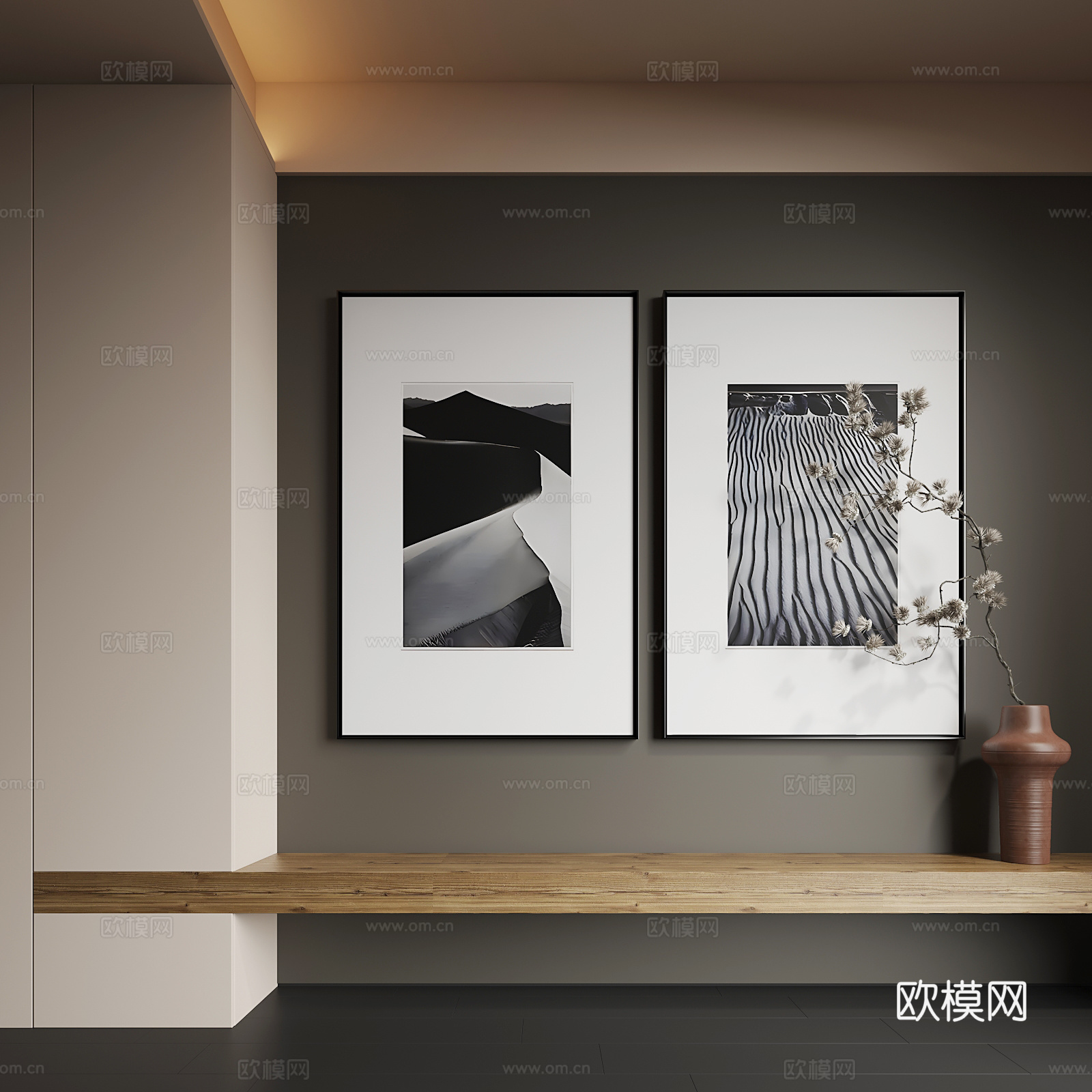 现代挂画  现代抽象挂画   现代组合画    现代意式挂画su模型