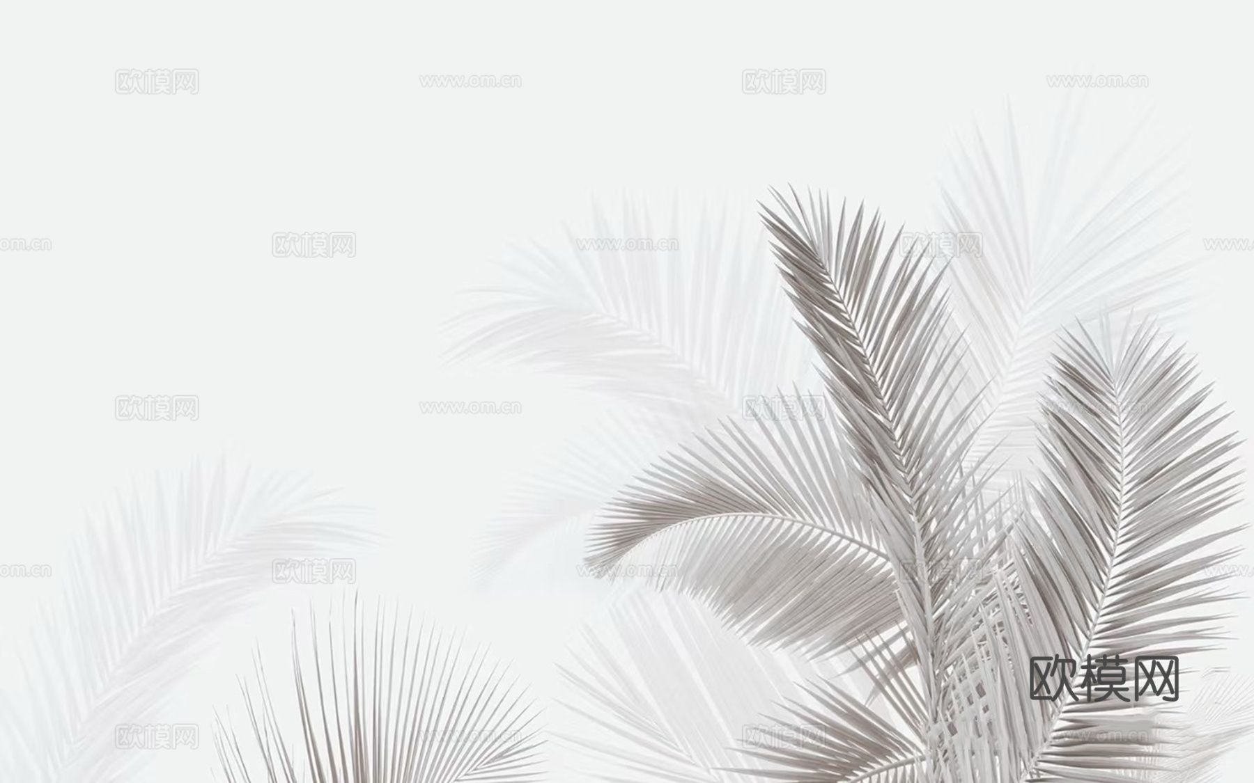 热带植物叶子壁画