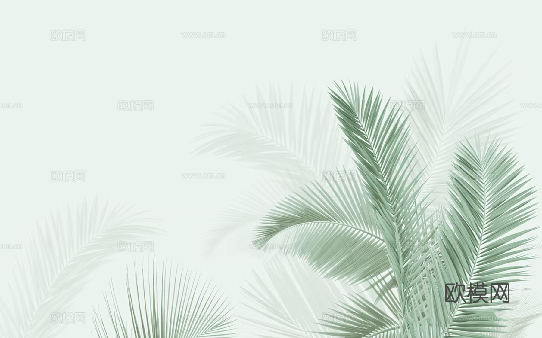 热带植物叶子壁画