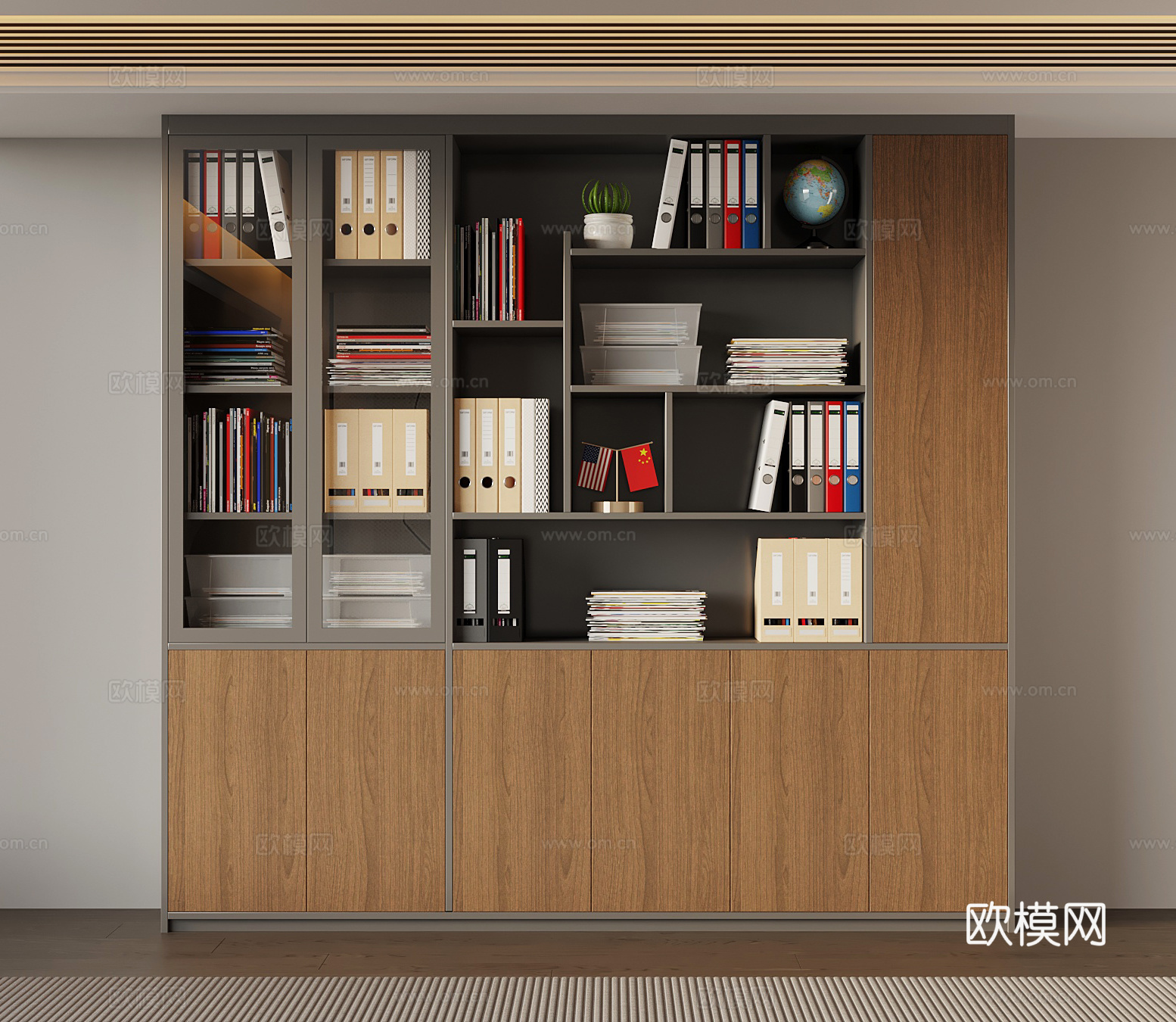意式中古文件柜su模型下载（渲染图1）