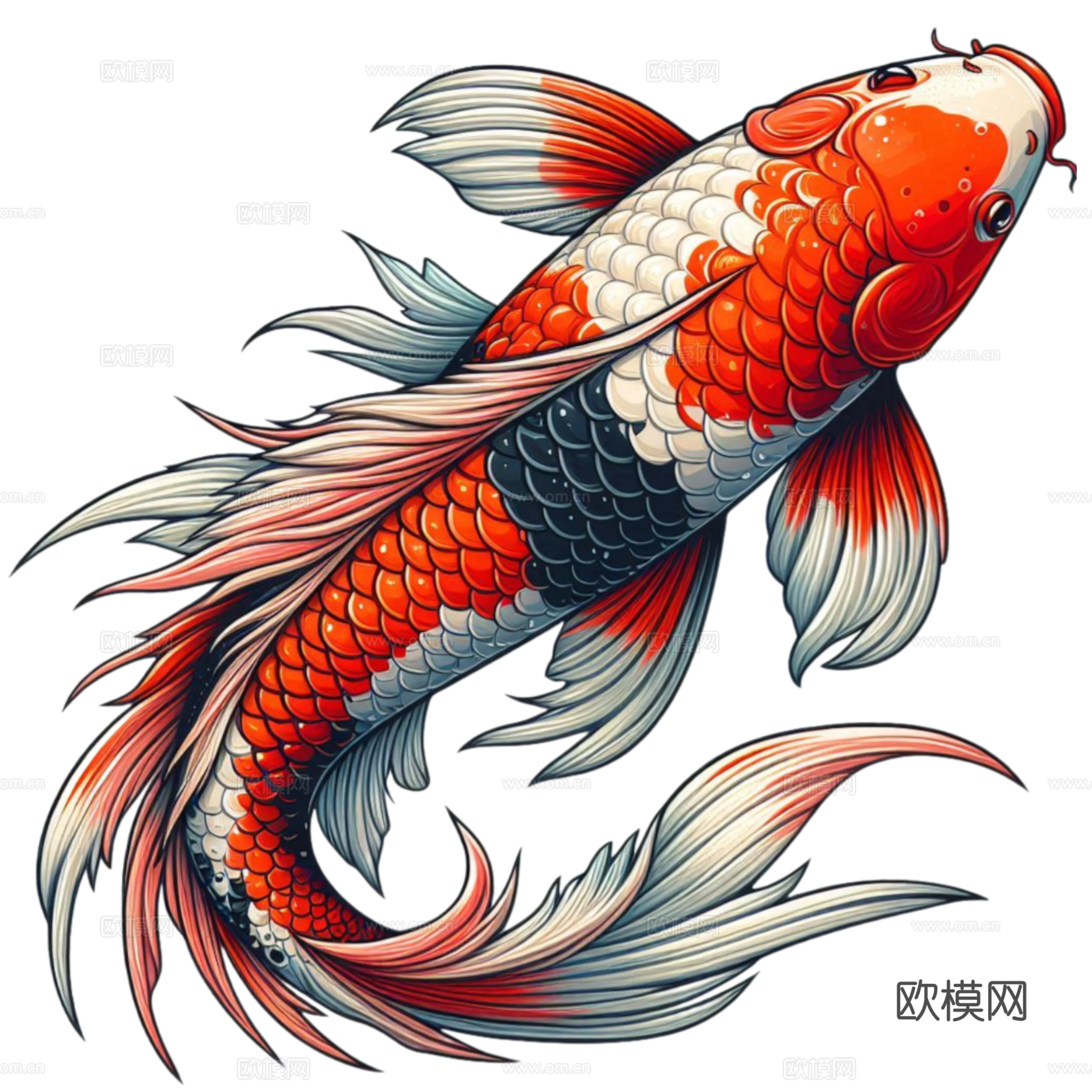 免抠锦鲤 红黑白锦鲤 红白锦鲤