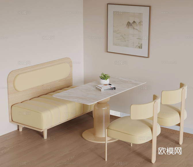 现代餐桌椅 挂画3d模型下载