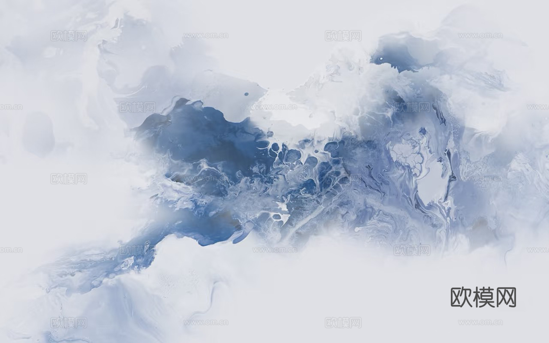 轻奢蓝色泼墨壁画