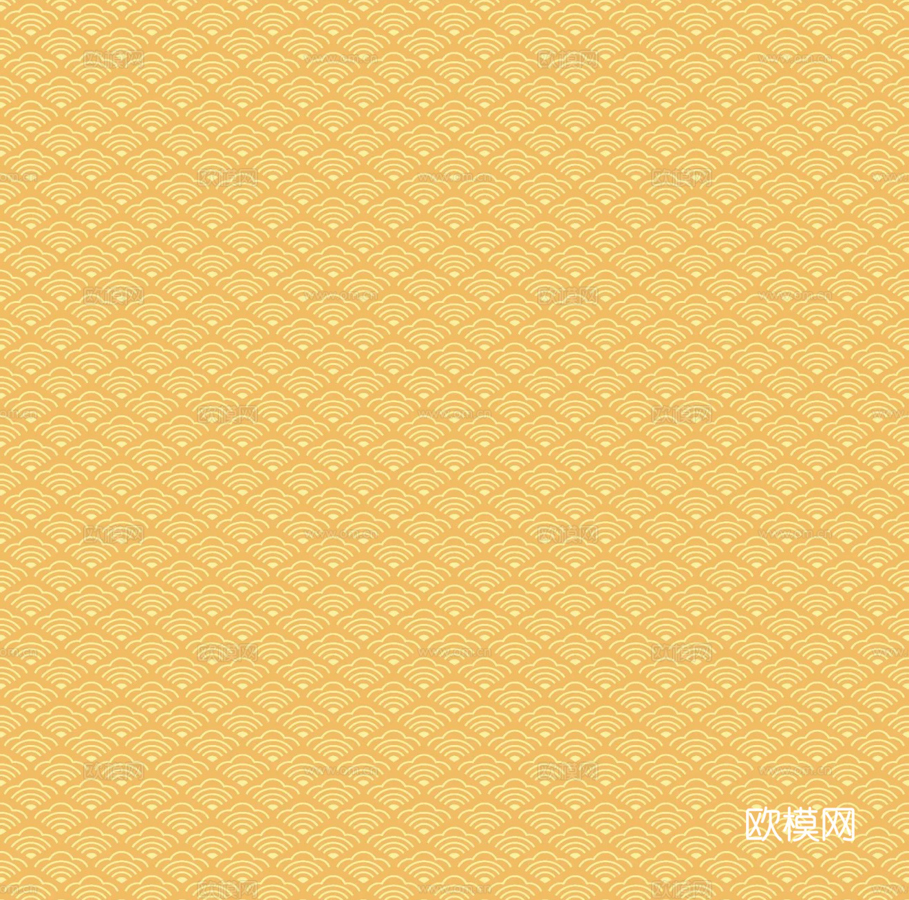 无缝中式黄色鱼鳞纹理墙纸