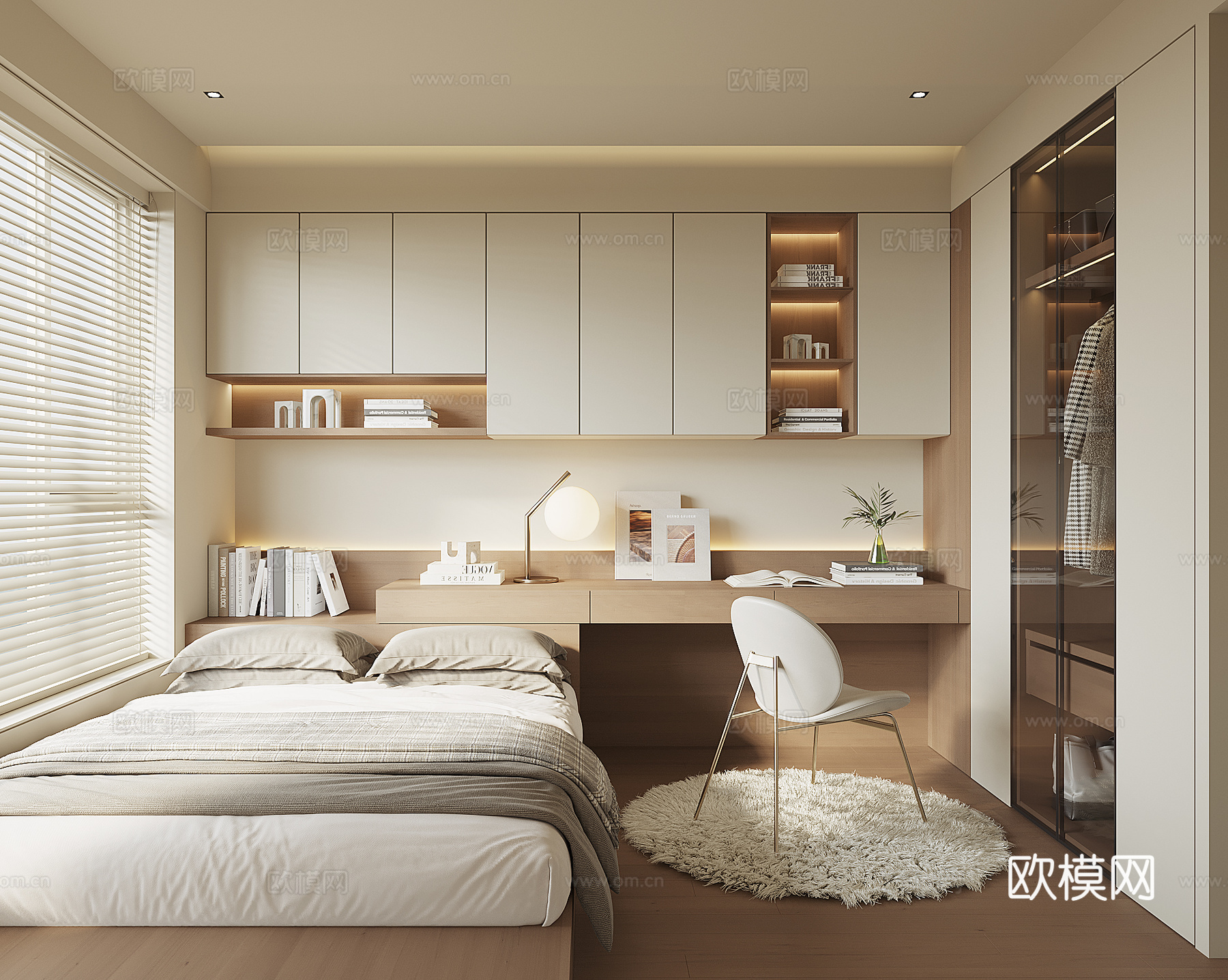现代榻榻米卧室su模型