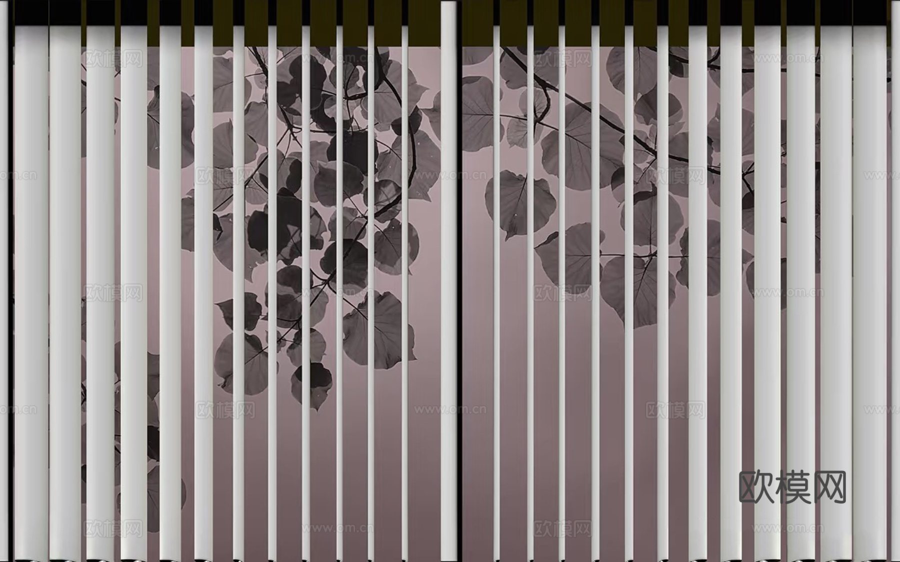 轻奢紫灰色抽象格栅艺术壁画