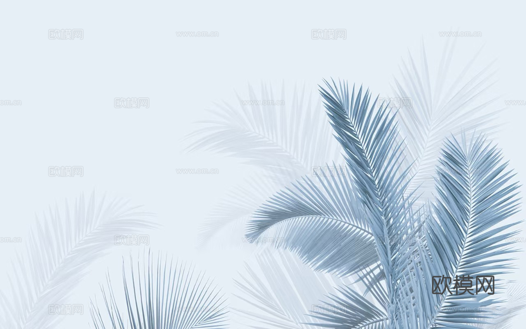 热带植物叶子壁画