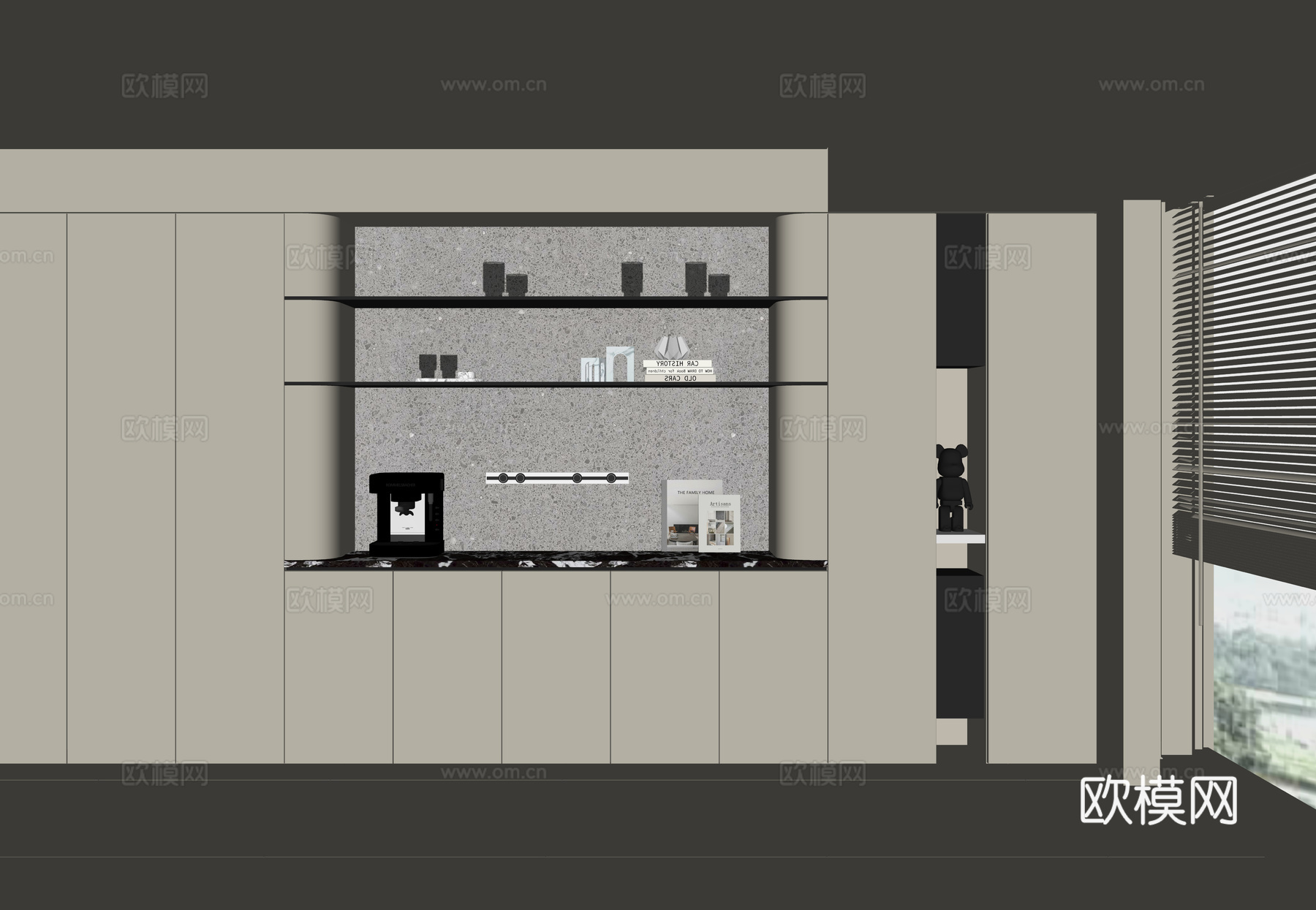 现代酒柜餐边柜su模型下载（渲染图2）