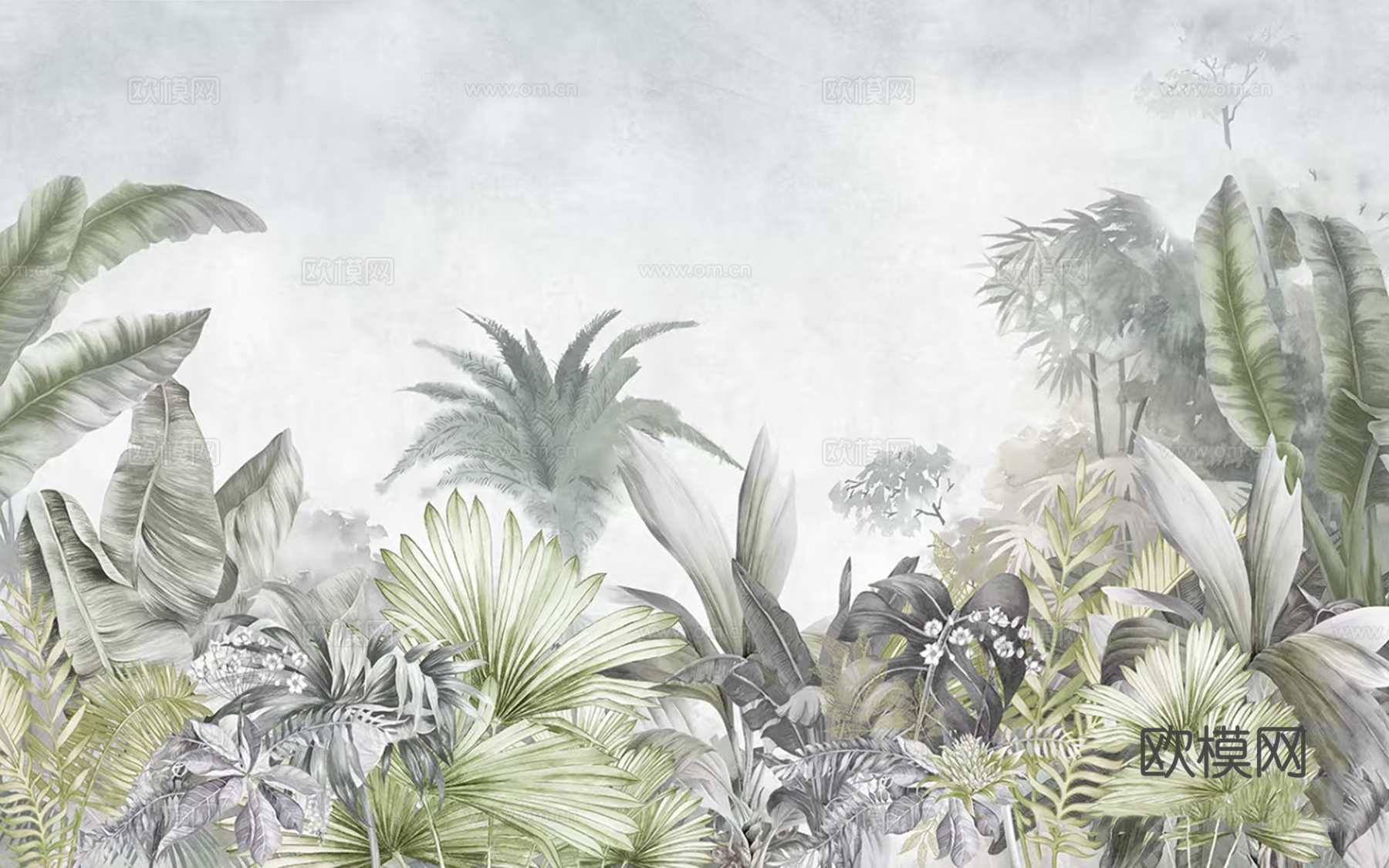 热带森林植物壁画