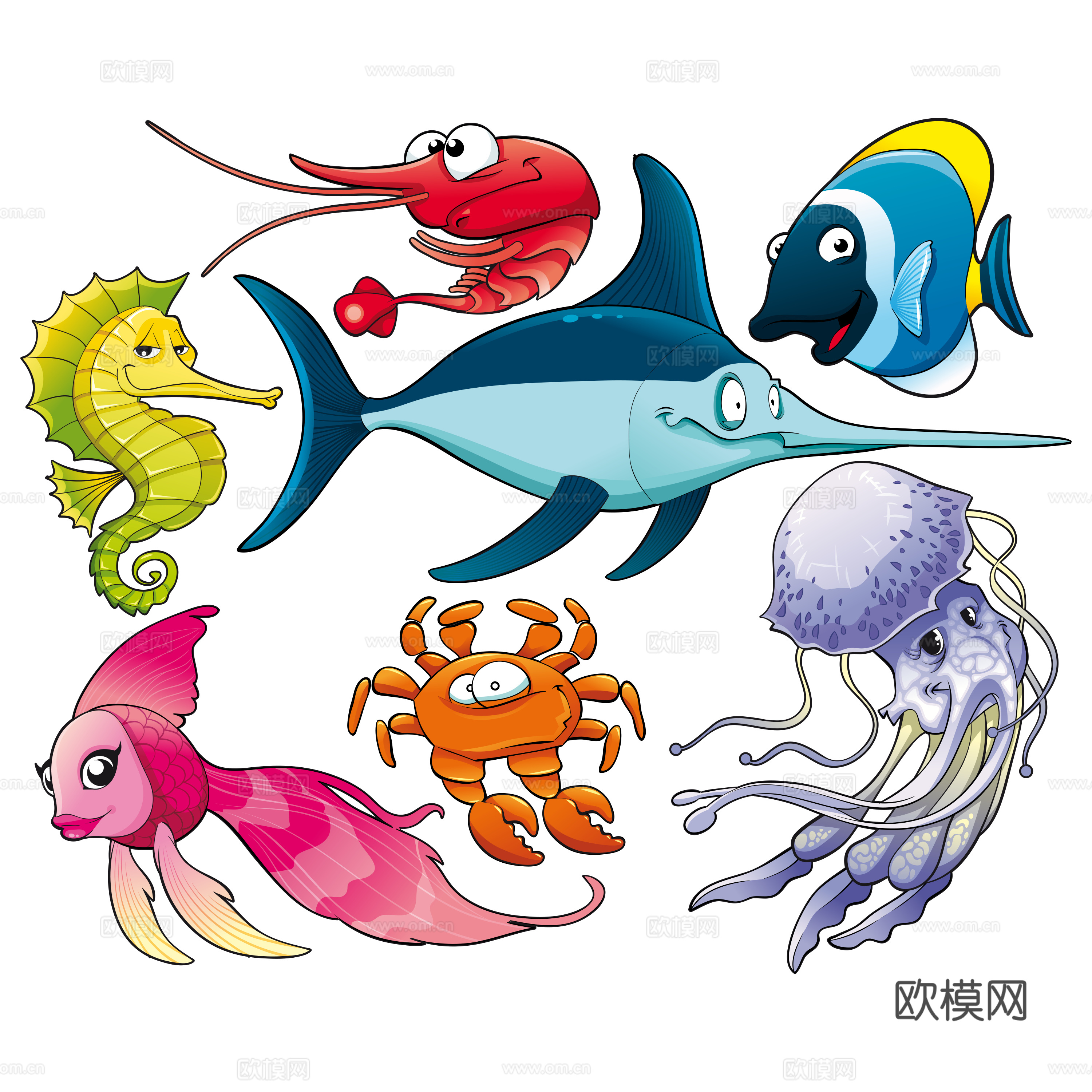 免抠卡通图标 海鲜图标 海鱼图标