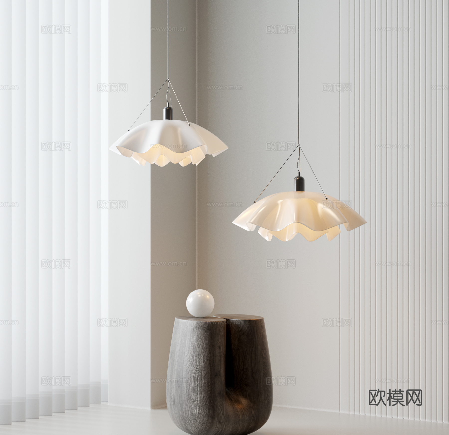 中古诧寂风吊灯 餐厅吊灯 卧室吊灯 床头吊灯 小吊灯 玻璃吊3d模型
