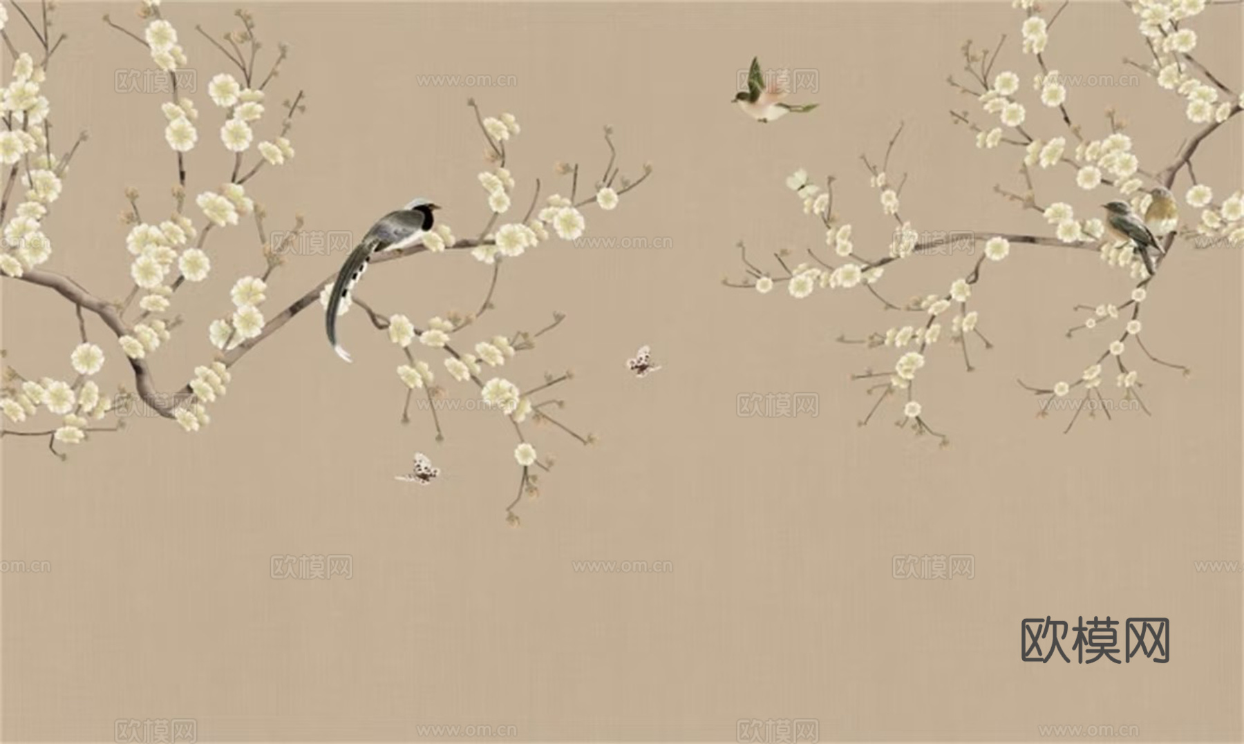 新中式花鸟壁画