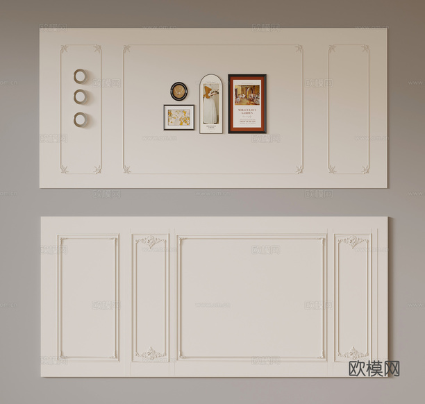 现代背景墙3d模型下载