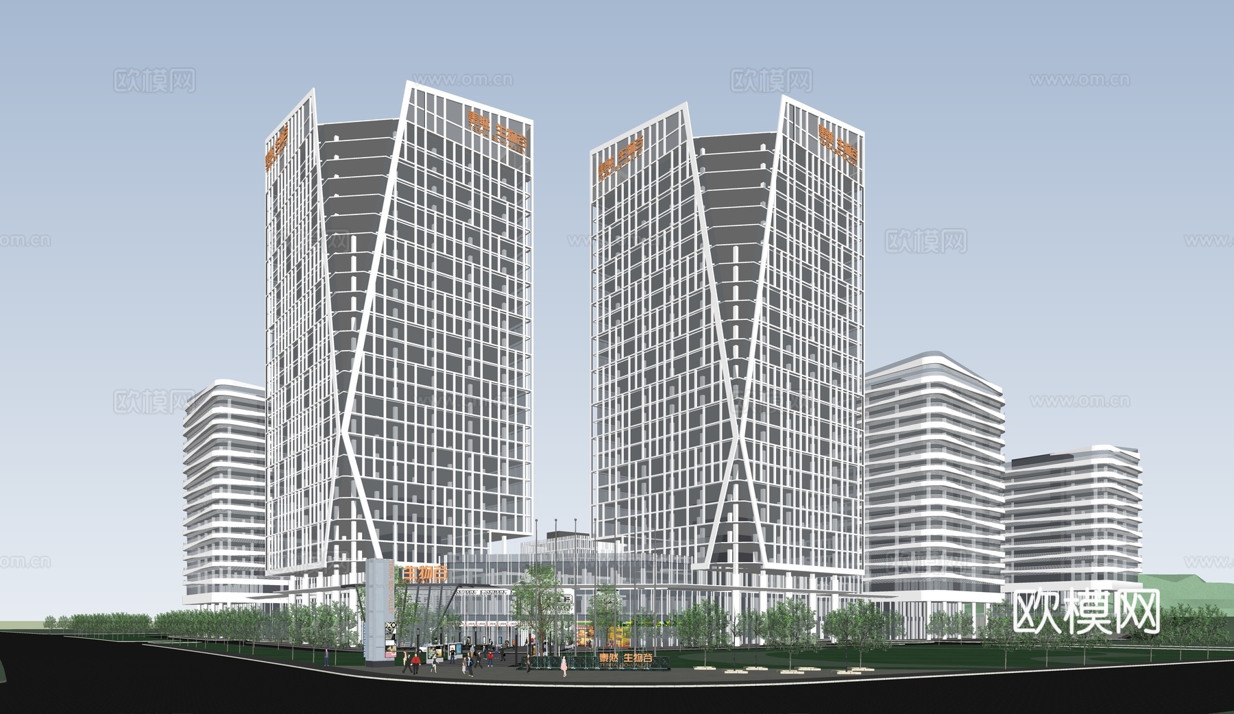 现代办公楼 酒店建筑 圆形商业综合体 商业街 产业园区su模型