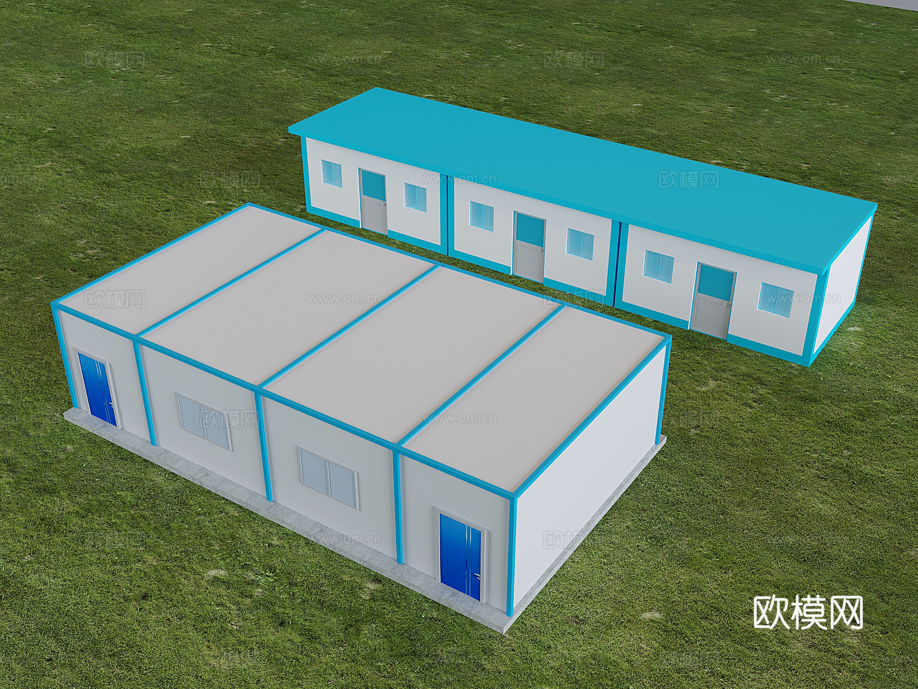 集装箱活动板房 轻钢瓦铁皮厂房 工地钢结构房屋3d模型