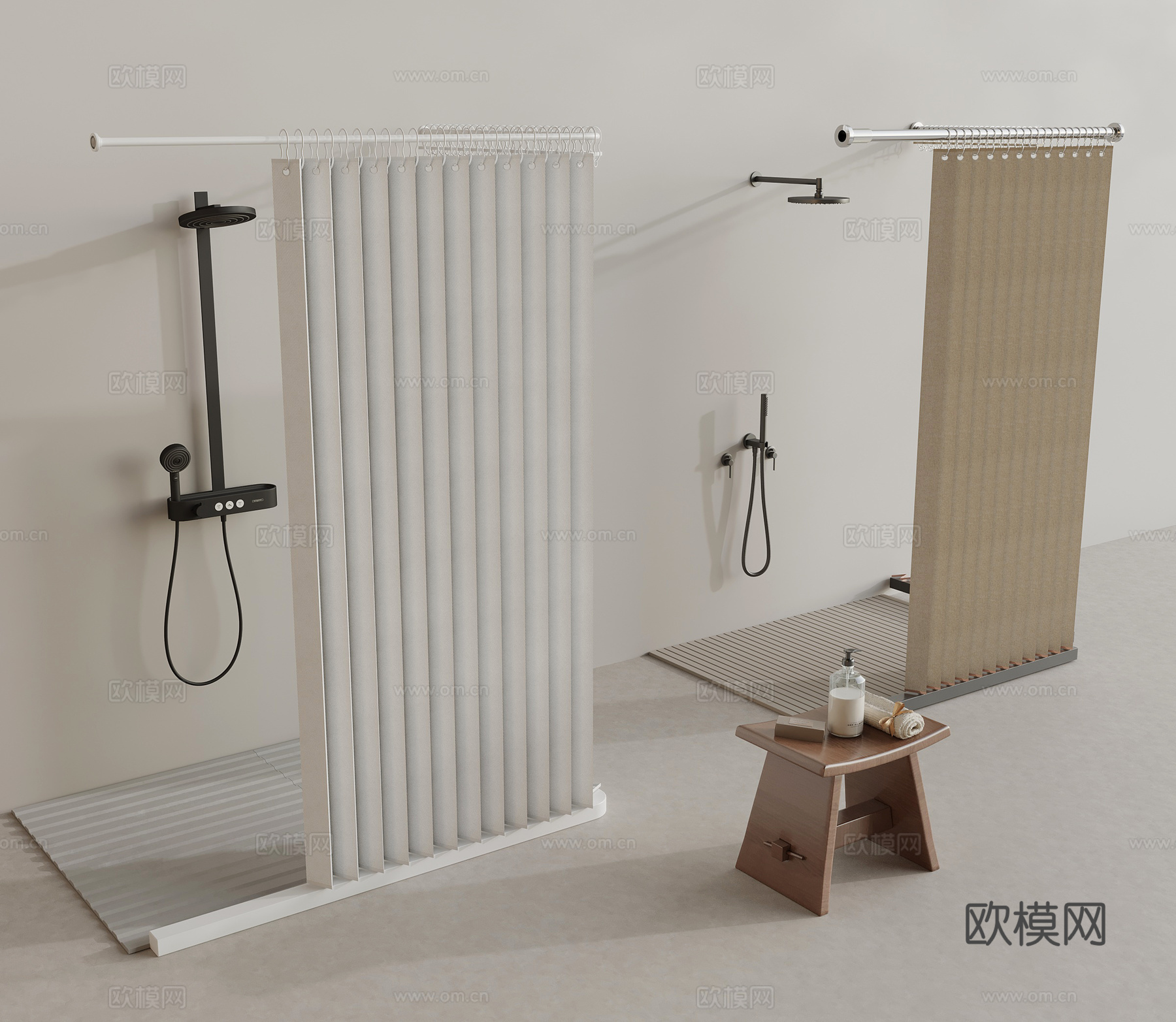 现代浴帘su模型
