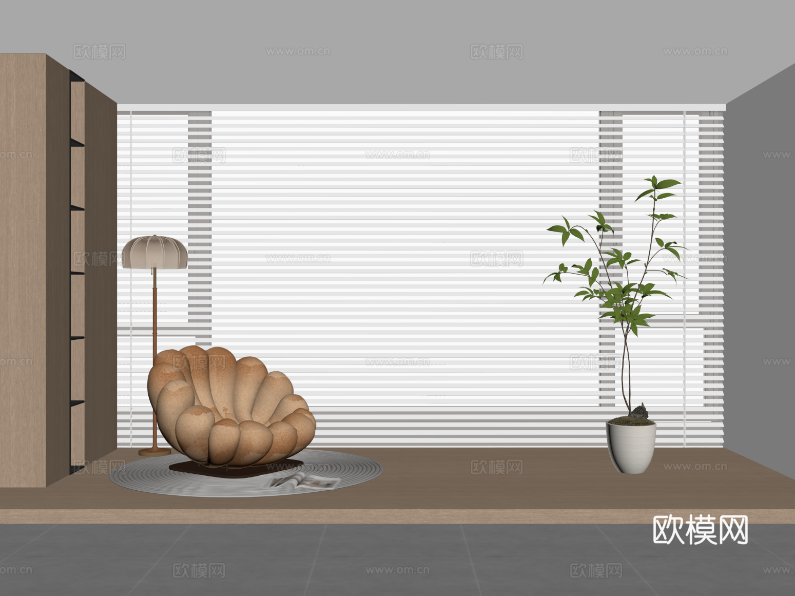 现代懒人沙发 绿植su模型