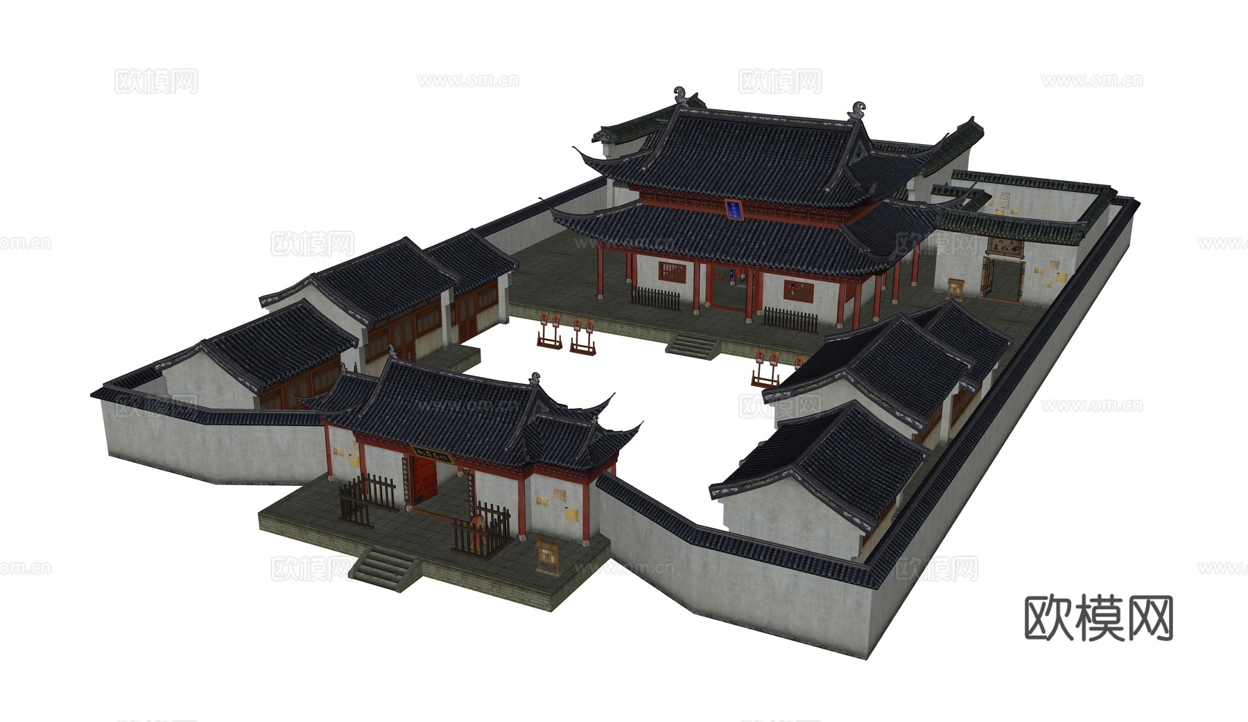 中式衙门 合院建筑 山门su模型
