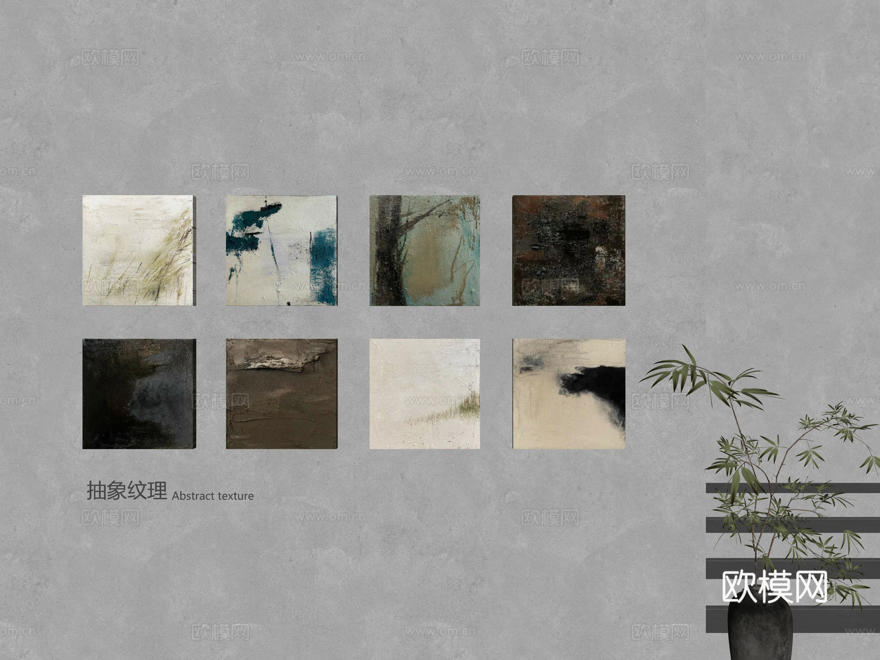 现代油画 现代极简油画 抽象风景油画 肌理画 高端艺术油画su模型