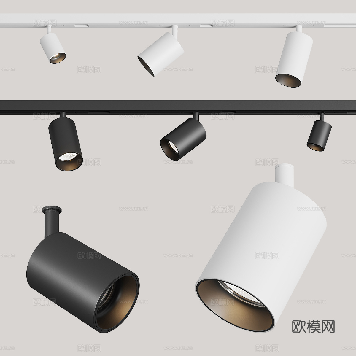 轨道射灯 轨道灯 明装射灯3d模型