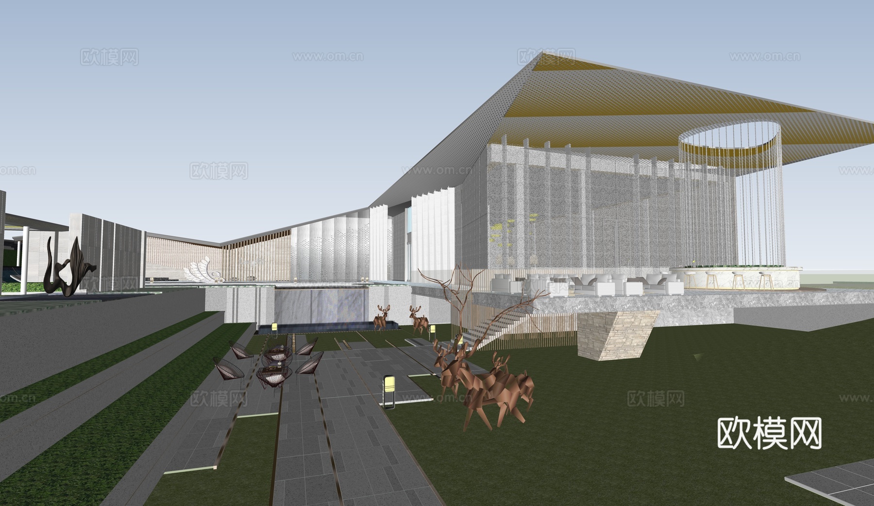 现代售楼处 售楼部景观 会所建筑 展馆建筑 展馆建筑su模型