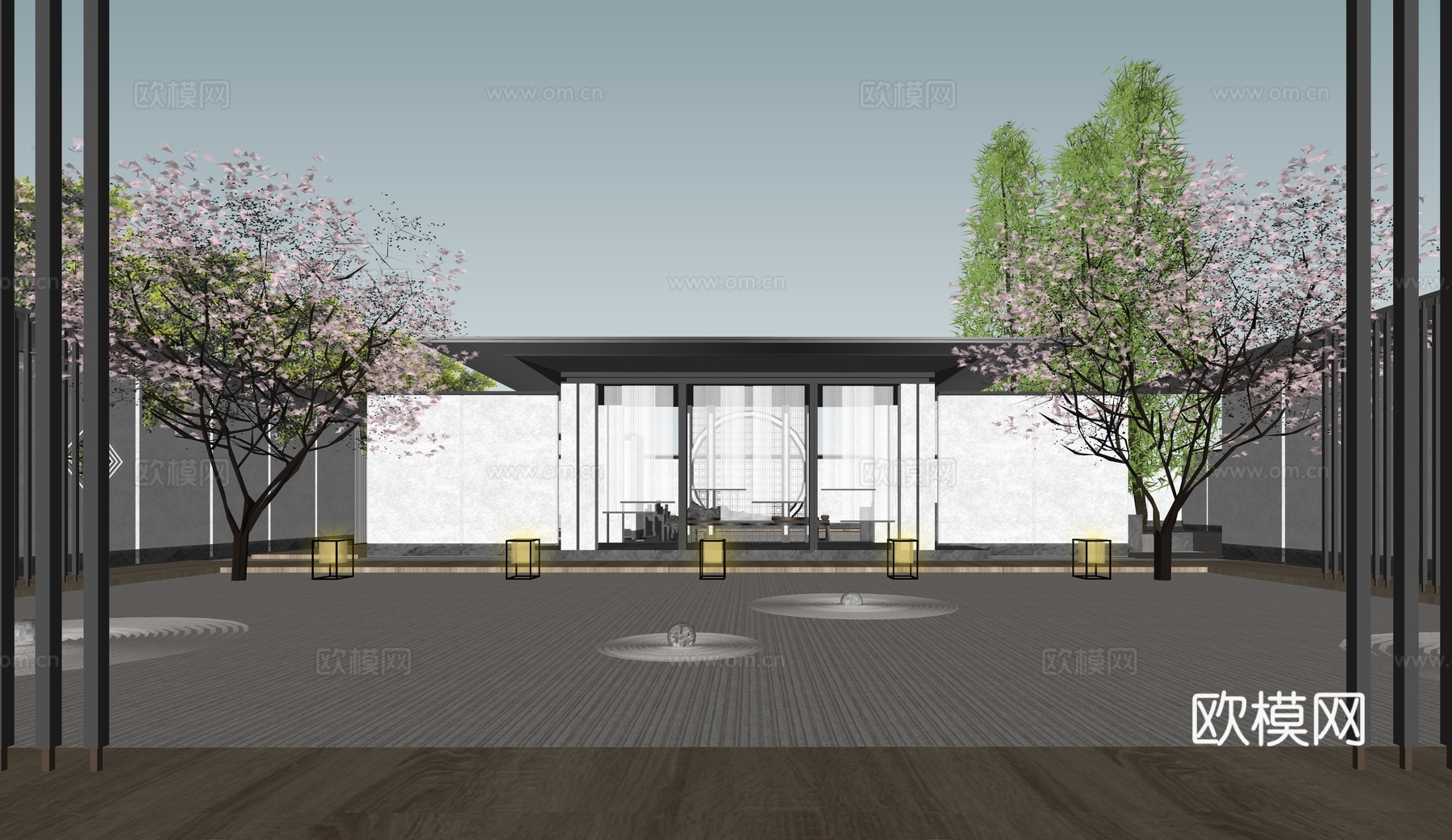 中代售楼处 售楼部景观 会所建筑 展馆建筑su模型