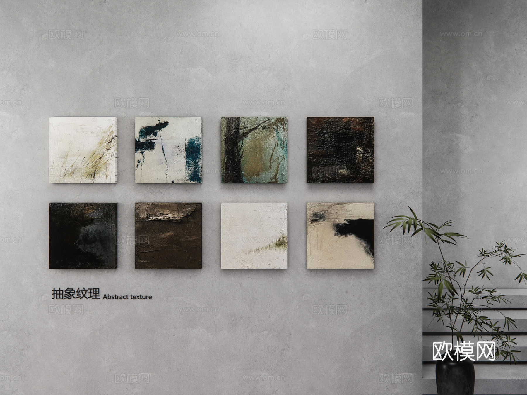 现代油画 现代极简油画 抽象风景油画 肌理画 高端艺术油画su模型
