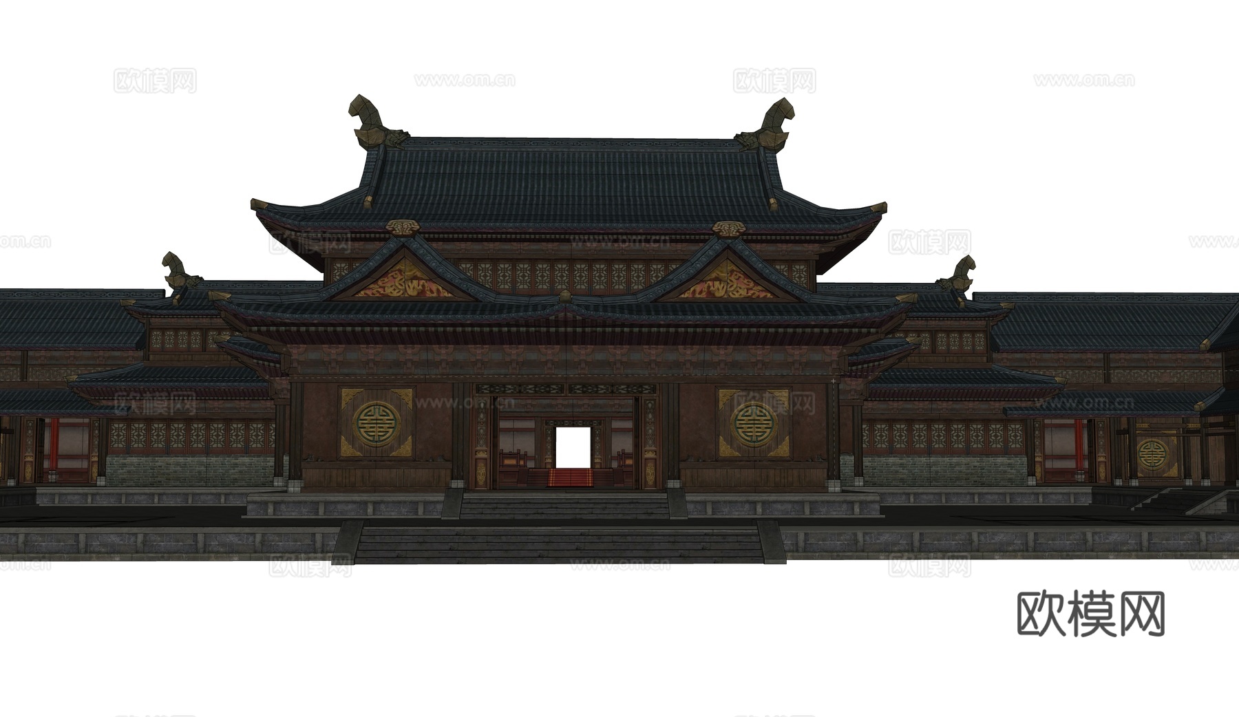中式大殿 阁楼 游戏场景建筑su模型