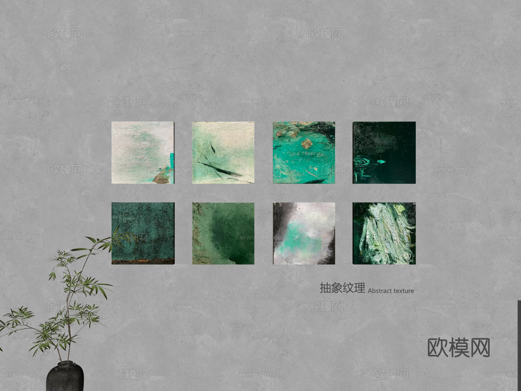 现代油画 现代极简油画 抽象风景油画 肌理画 高端艺术油画su模型
