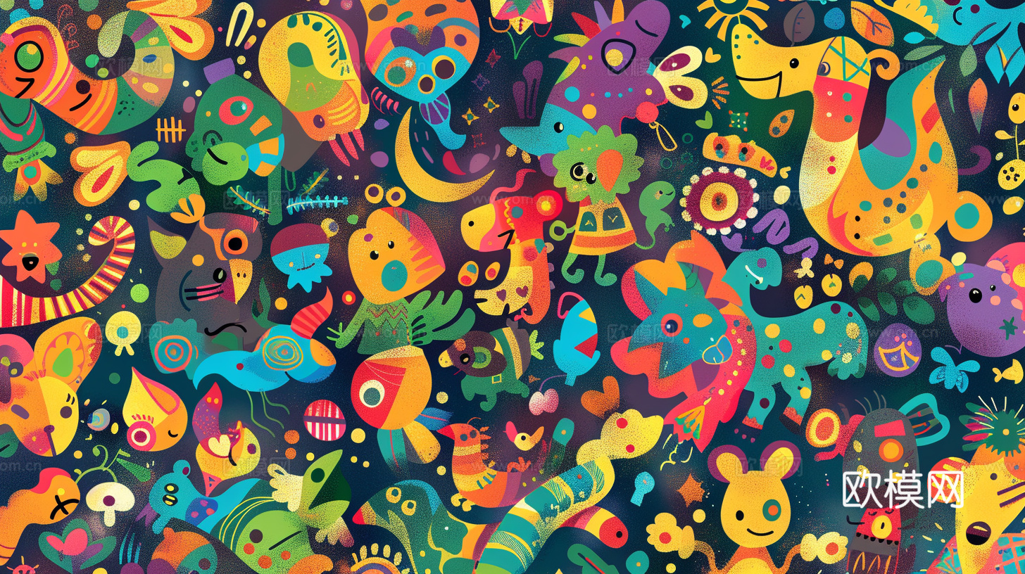 儿童房墙绘下载（渲染图2）