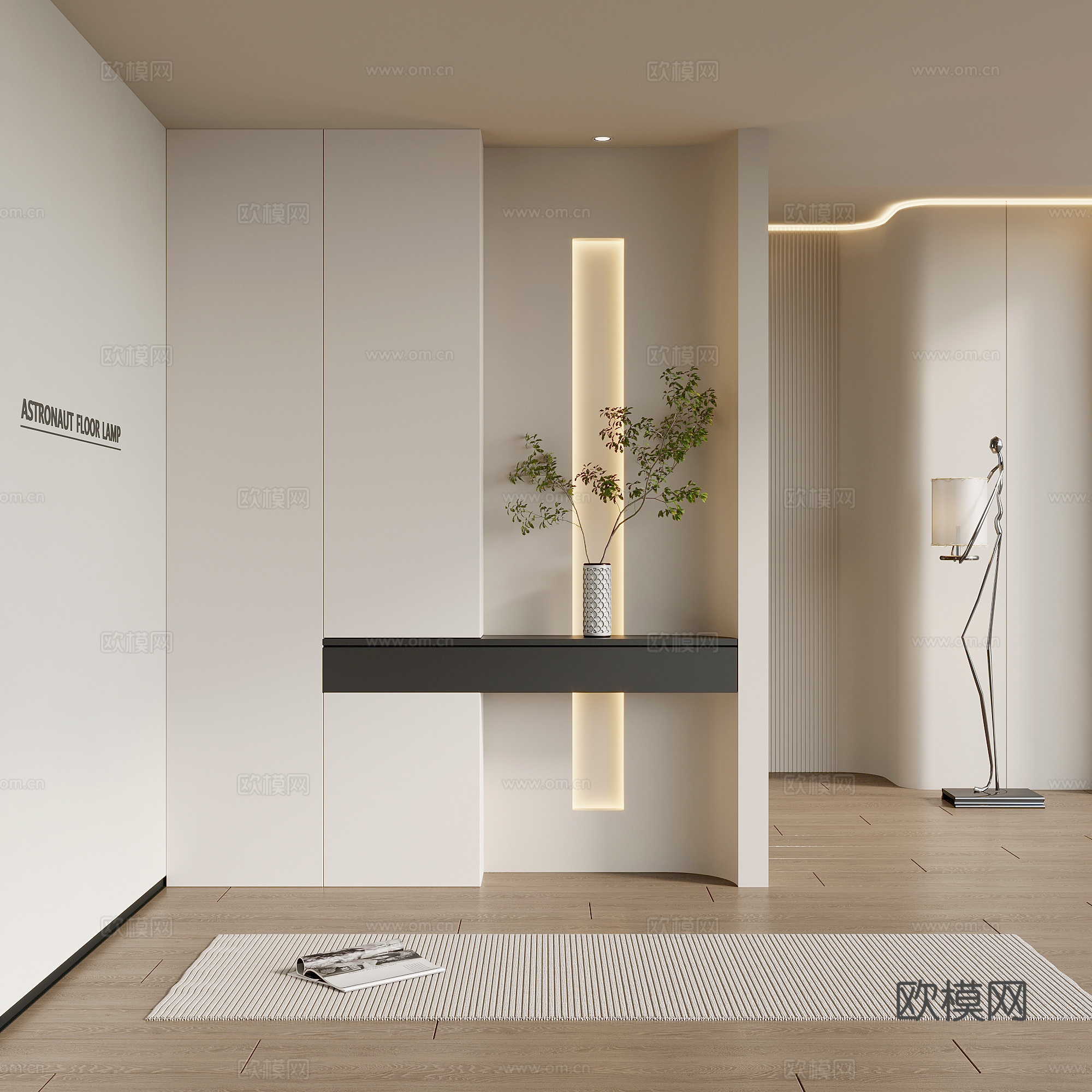 现代简约玄关 玄关背景 玄关柜3d模型